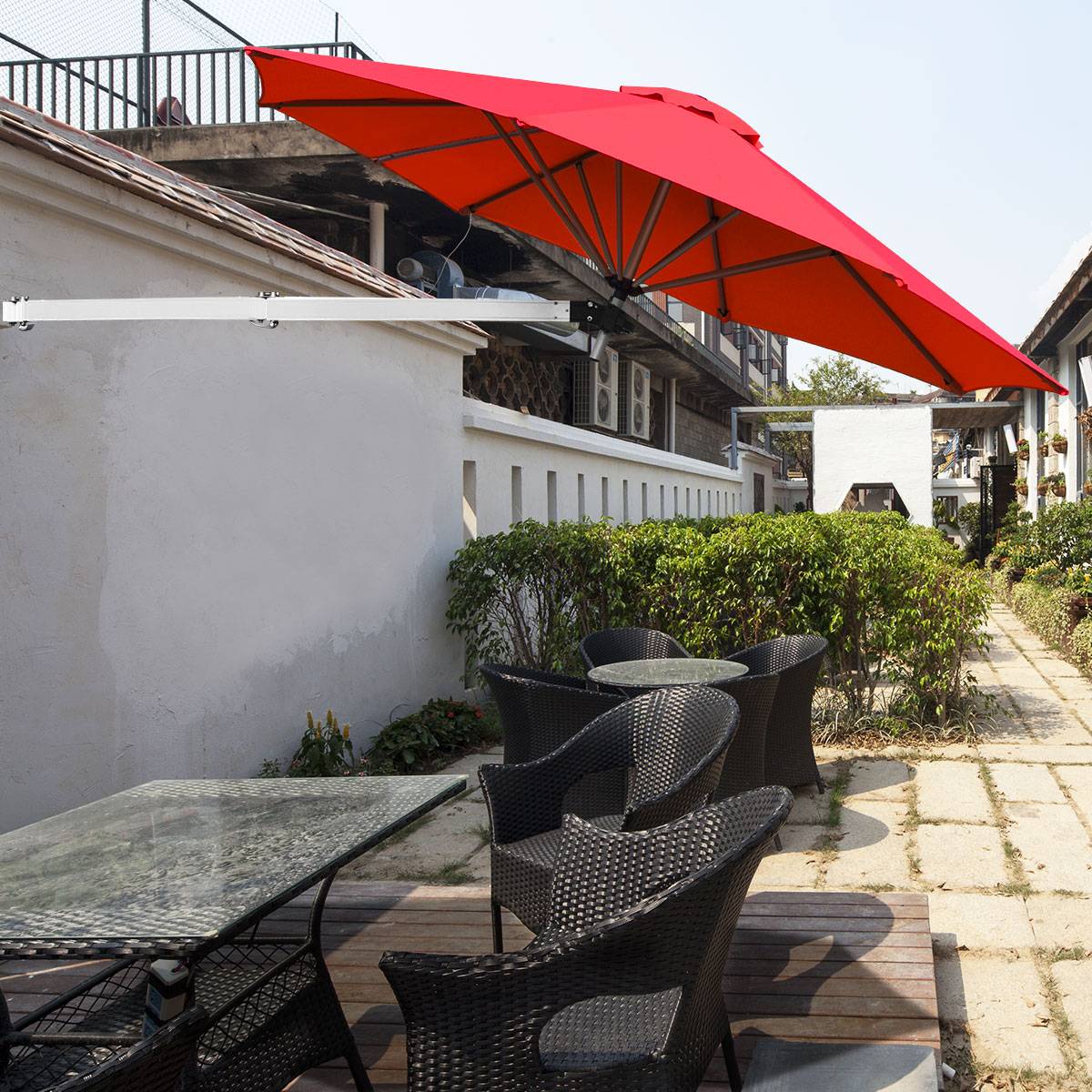 Maison Chic - Parasol en Porte-à-faux Mural de 247cm Parasol avec Mât Réglable Parasol Inclinable avec Évent - Image 4