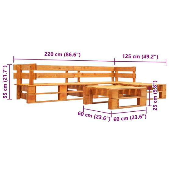 ComfortXL - Salon de Jardin Palette Modulable 4 Pièces en Bois pour Extérieur Marron Miel – ComfortXL Outdoor Living - Image 3