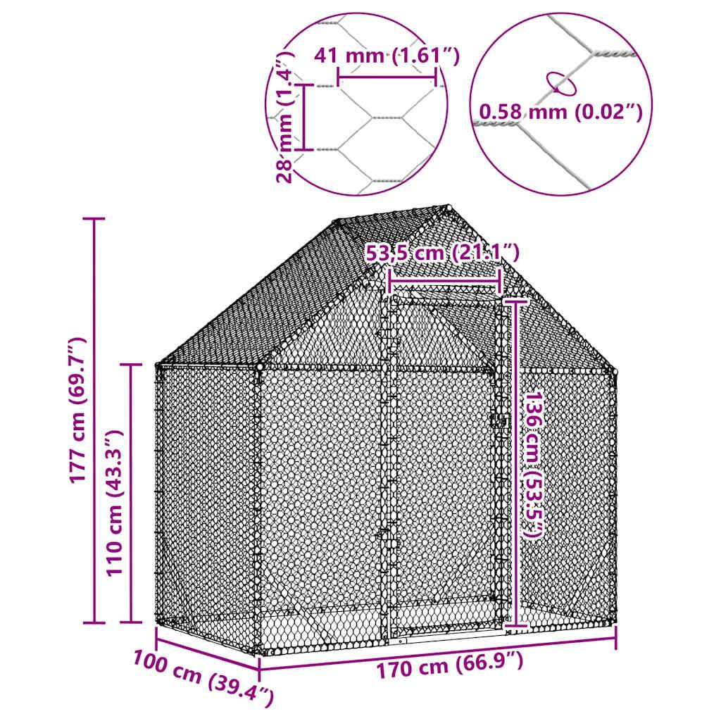 Volière Extérieure Acier Galvanisé Style Industriel Jardin 170x100cm - ComfortXL Outdoor Living - Image 8
