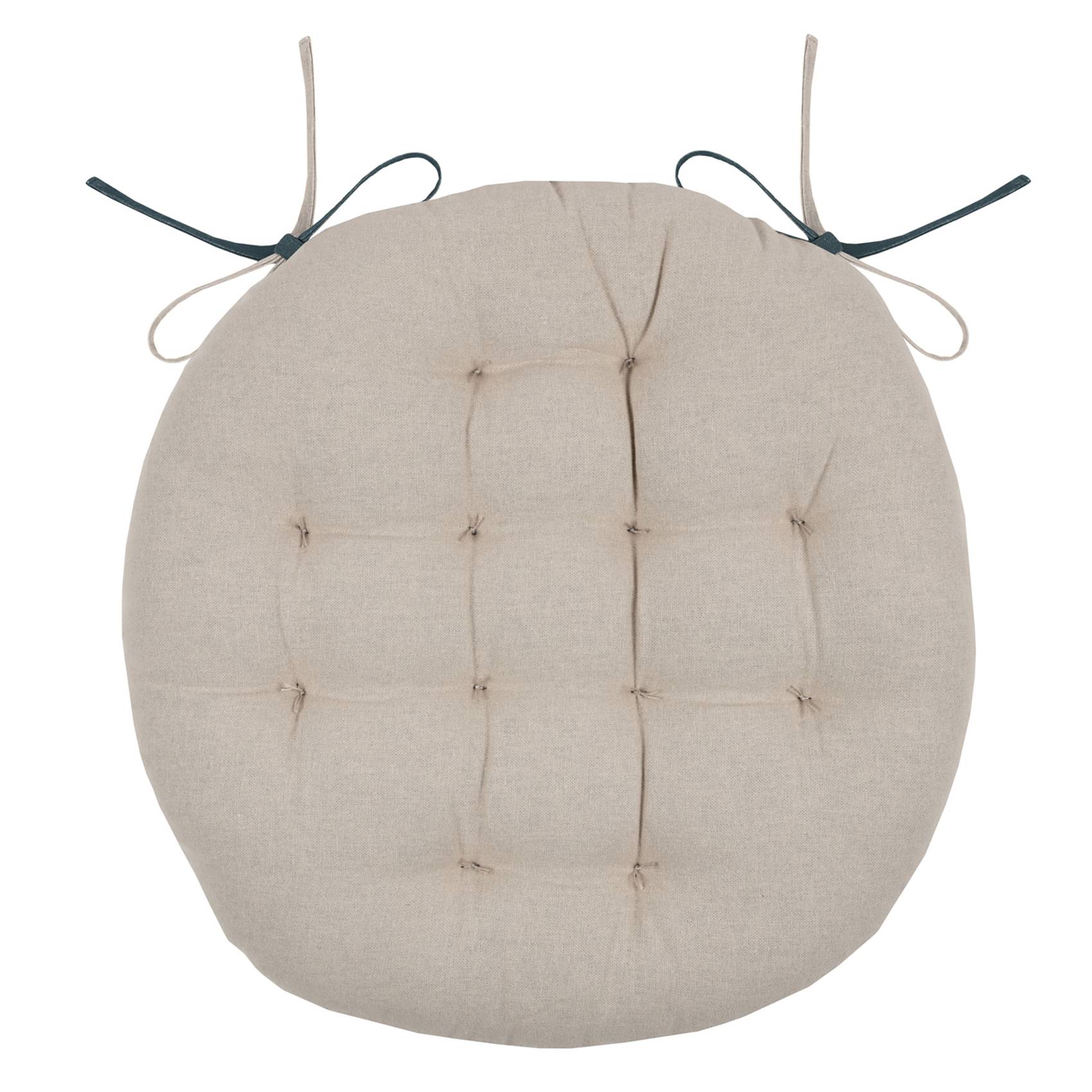 Lovely Casa - Galette de chaise ronde et bicolore - LOVELY CASA - Coton - Bleu Foncé - Image 2