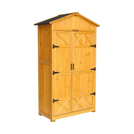sweeek - Abri de jardin 105 cm en bois. 6 espaces de rangement. L 105x P 55.5 x H 178.5cm | sweeek - Image 2