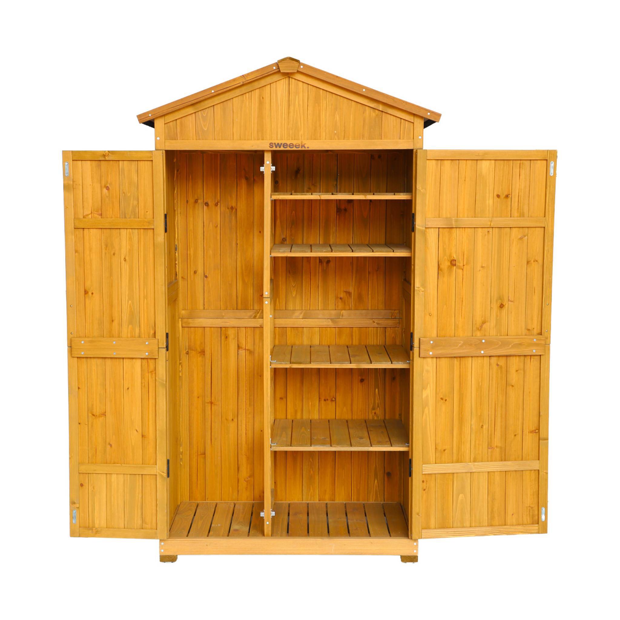 sweeek - Abri de jardin 105 cm en bois. 6 espaces de rangement. L 105x P 55.5 x H 178.5cm | sweeek - Image 6