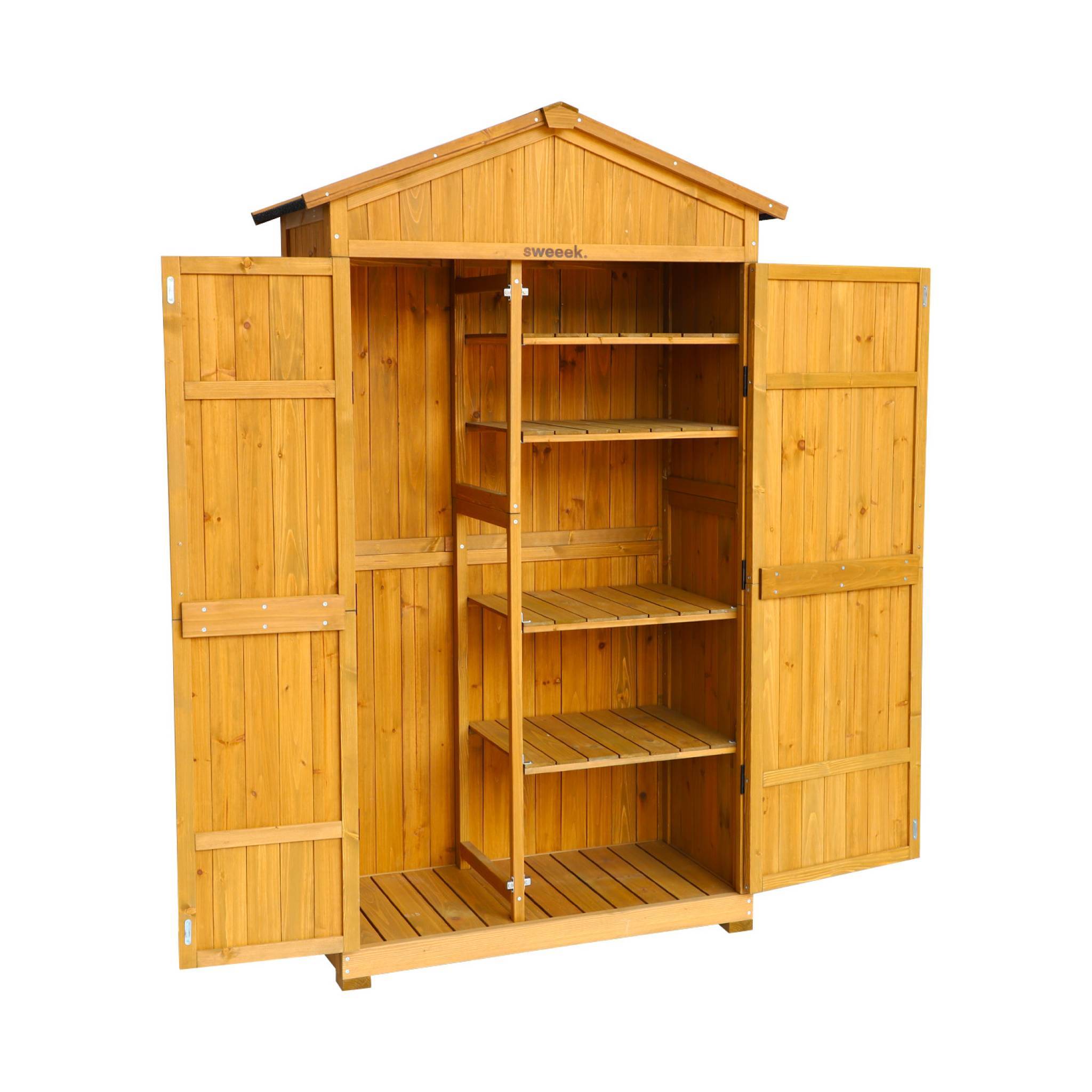 sweeek - Abri de jardin 105 cm en bois. 6 espaces de rangement. L 105x P 55.5 x H 178.5cm | sweeek - Image 5
