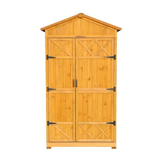 sweeek - Abri de jardin 105 cm en bois. 6 espaces de rangement. L 105x P 55.5 x H 178.5cm | sweeek - Image 7