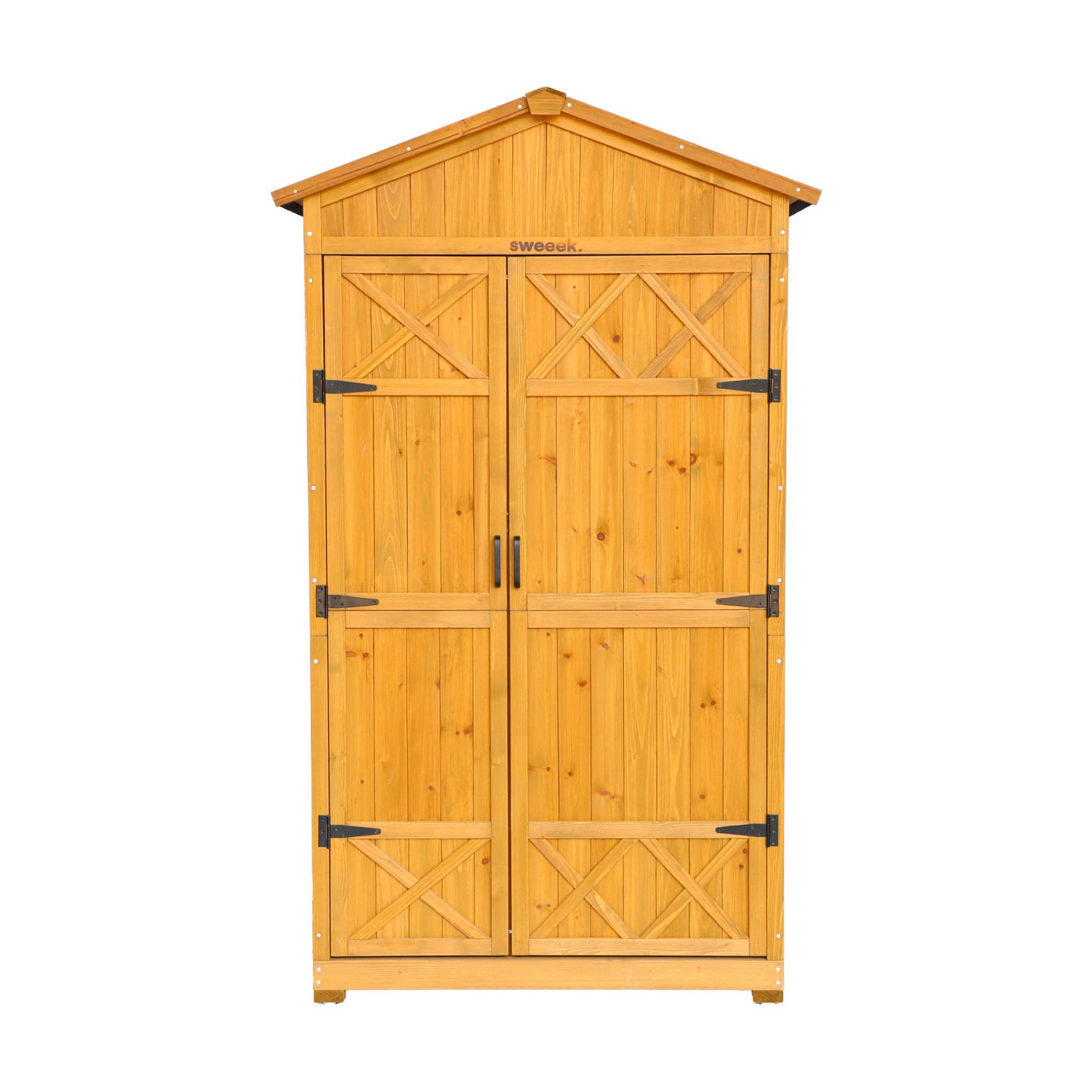 sweeek - Abri de jardin 105 cm en bois. 6 espaces de rangement. L 105x P 55.5 x H 178.5cm | sweeek - Image 7