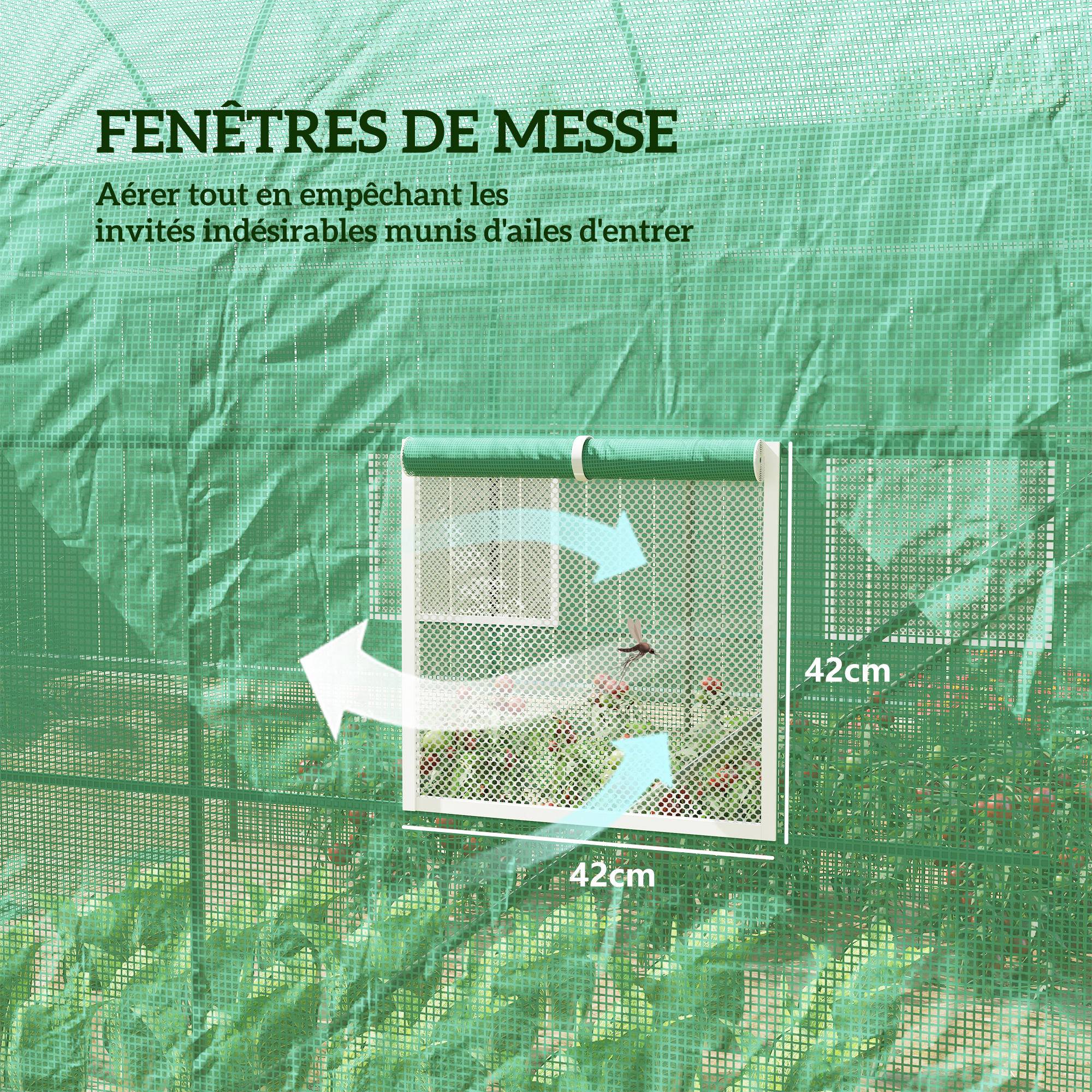 Outsunny - Serre de Jardin Tunnel 5m² (2,5x2x2m) fenêtres et porte déroulante acier renforcé Ø1,8cm + PE 140g/m² vert - Outsunny - Image 6
