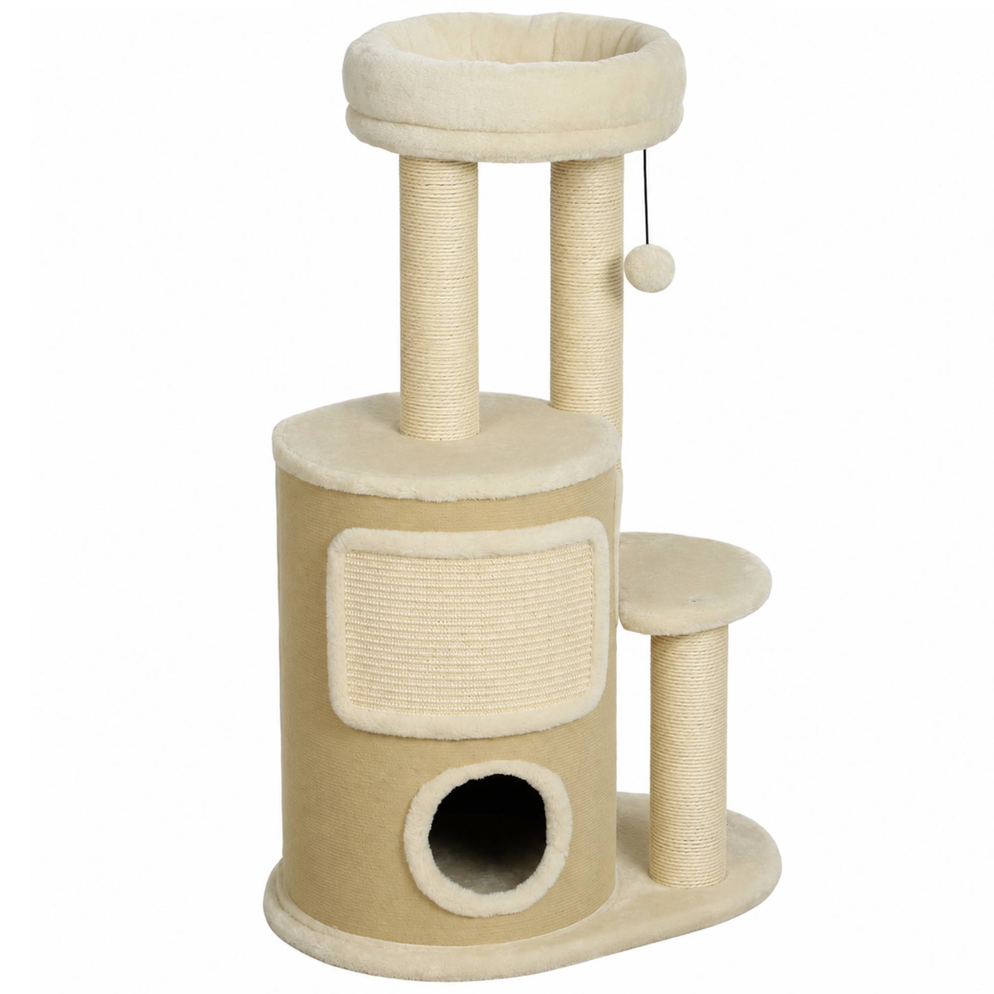Sans Marque - Kratzbaum mit 2-stöckiger Kratztonne Katzenbaum mit Sisal-Kratzpfosten, Plattform Sisalbrett Spielball, pour Katzen 5kg - Image 1