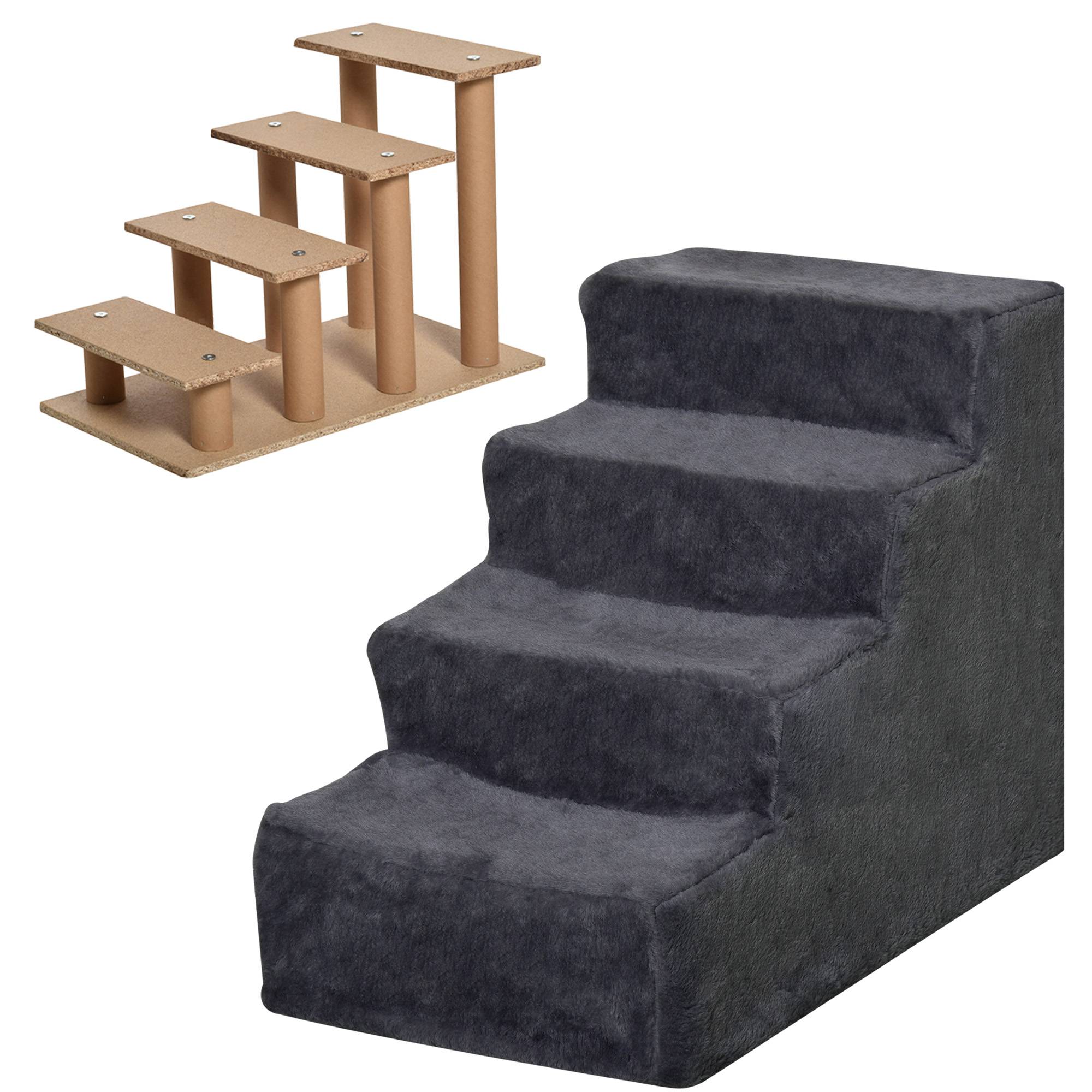 Sans Marque - Escalier 4 marches, housse amovible, petit chien 44cm, gris foncé - Image 2
