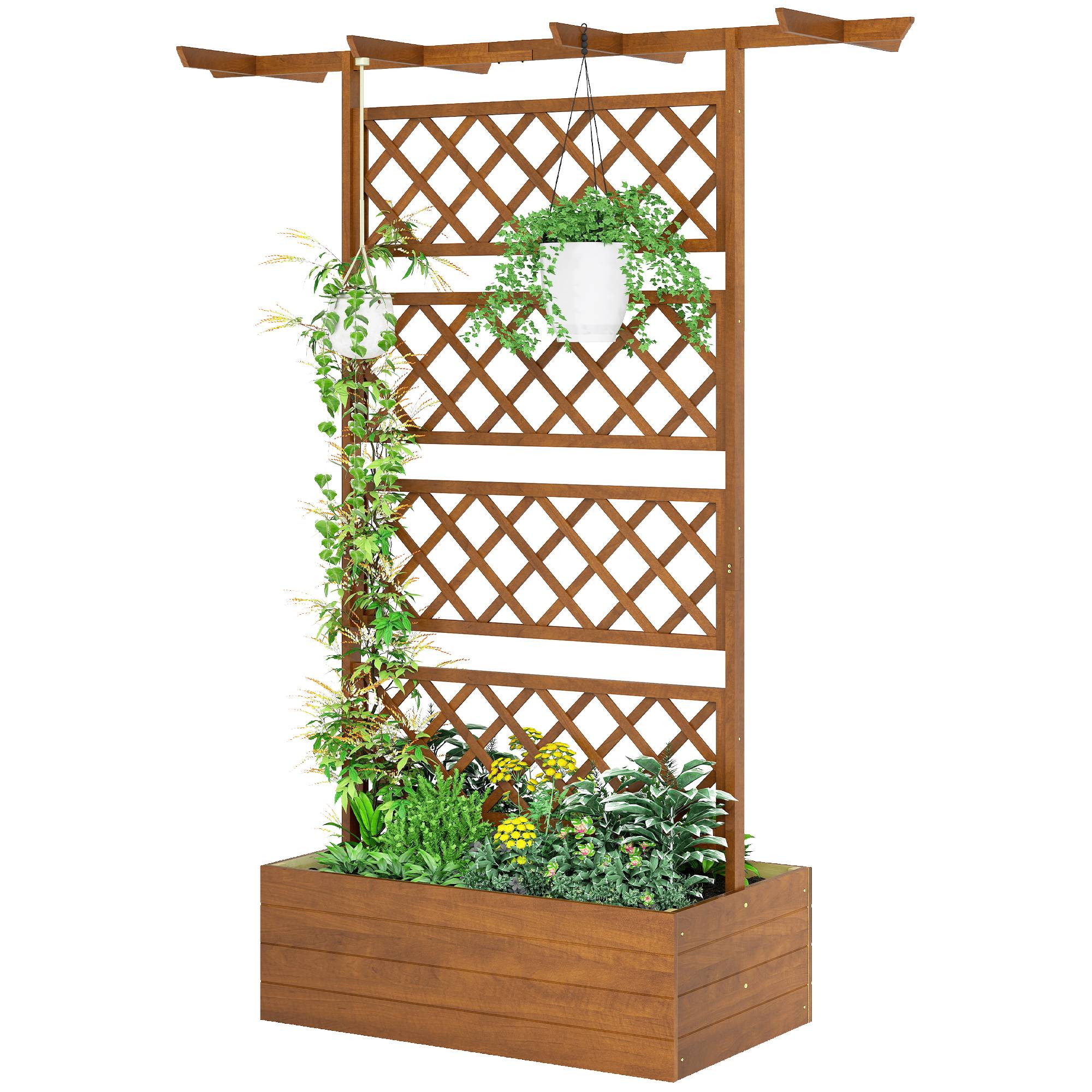 Sans Marque - Jardinière treillis carrée bois treillis arrière plantes grimpantes toit - Image 2