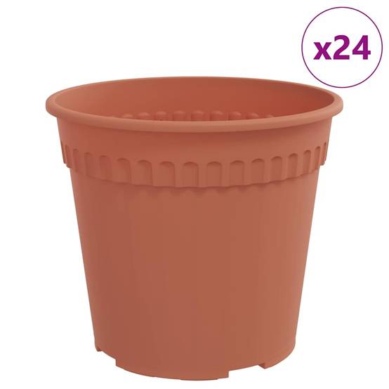 Pot à fleurs rond 24 pcs | Bac à fleurs Rouge brique Ø 17 x 14 cm Plastique - Image 1