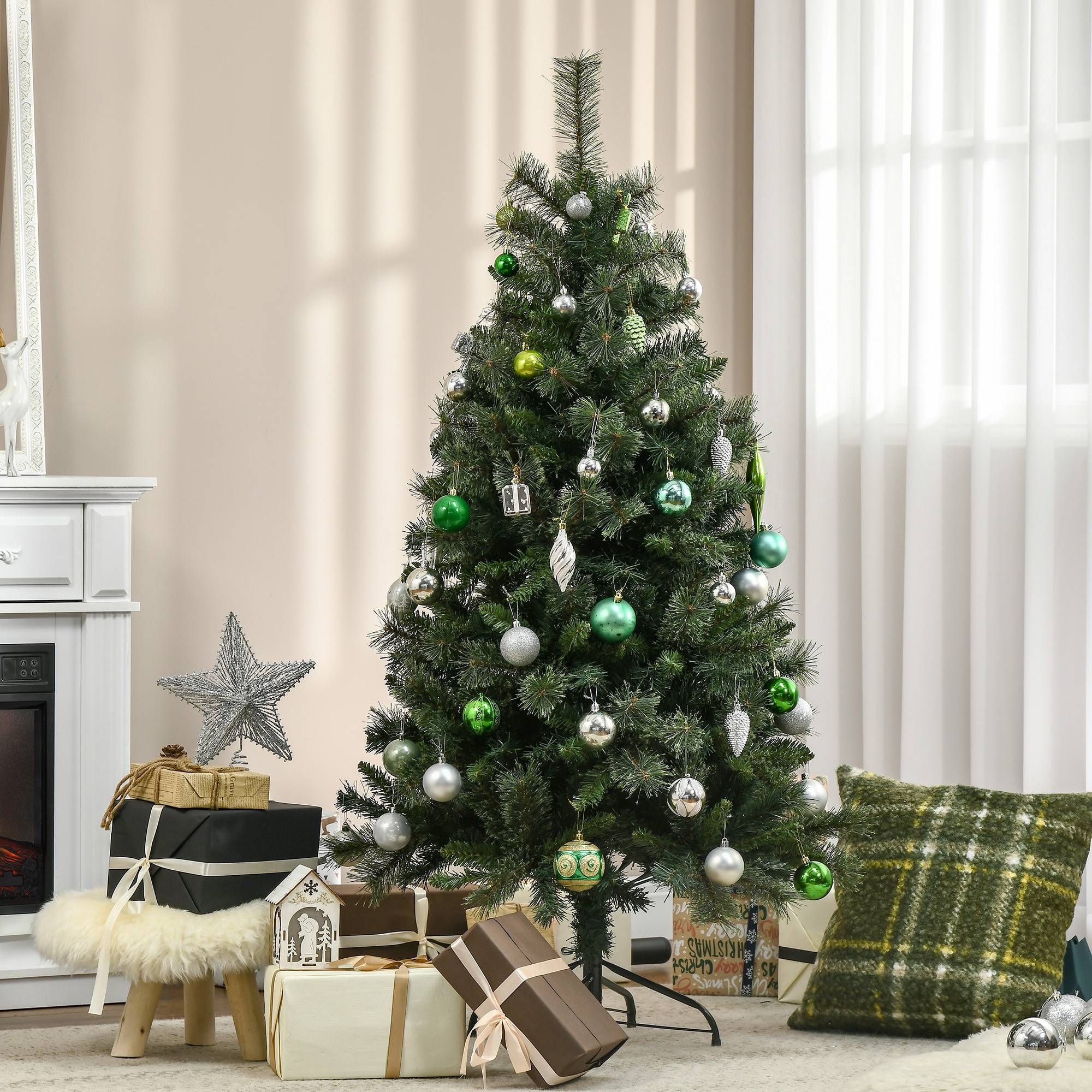 Sapin arbre de Noël artificiel 150 cm 665 branches + support pied vert - Image 4