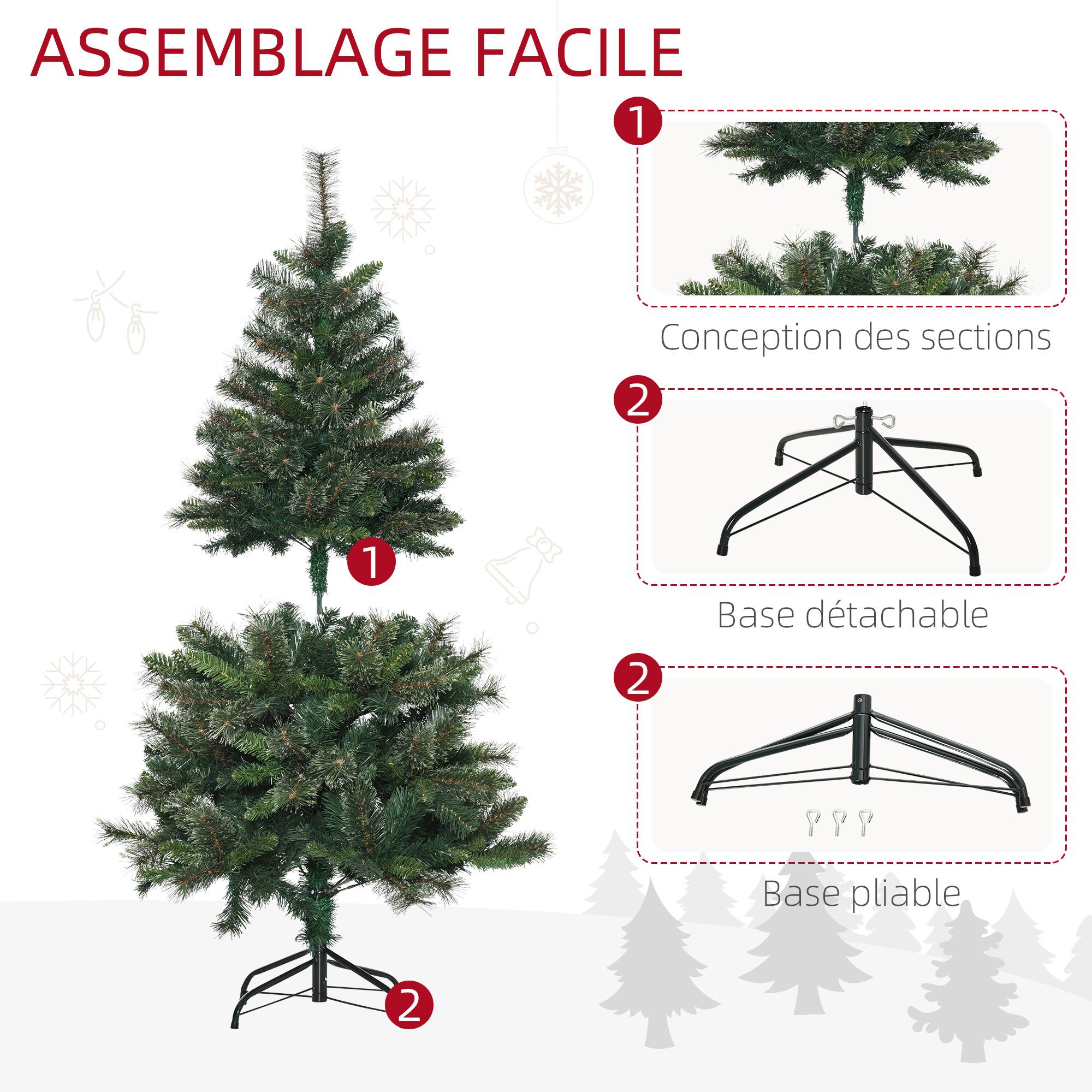 Sapin arbre de Noël artificiel 150 cm 665 branches + support pied vert - Image 8