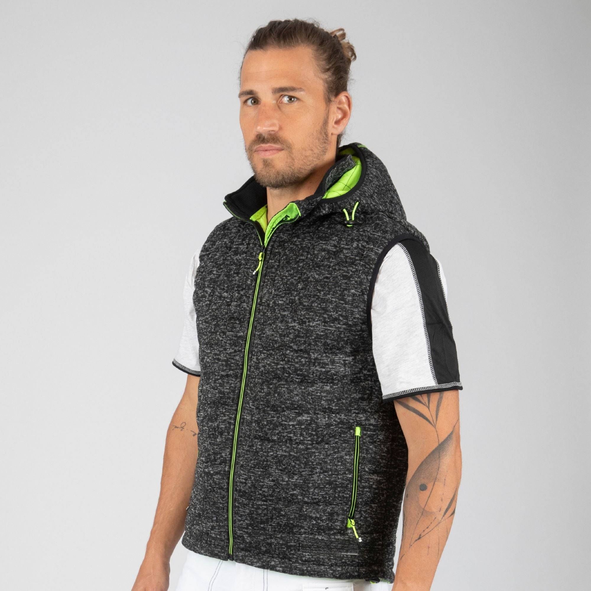 Nineworths - TEDDY - GILET SANS MANCHES DE TRAVAIL - 1131 | Noir / Jaune fluo - Image 1
