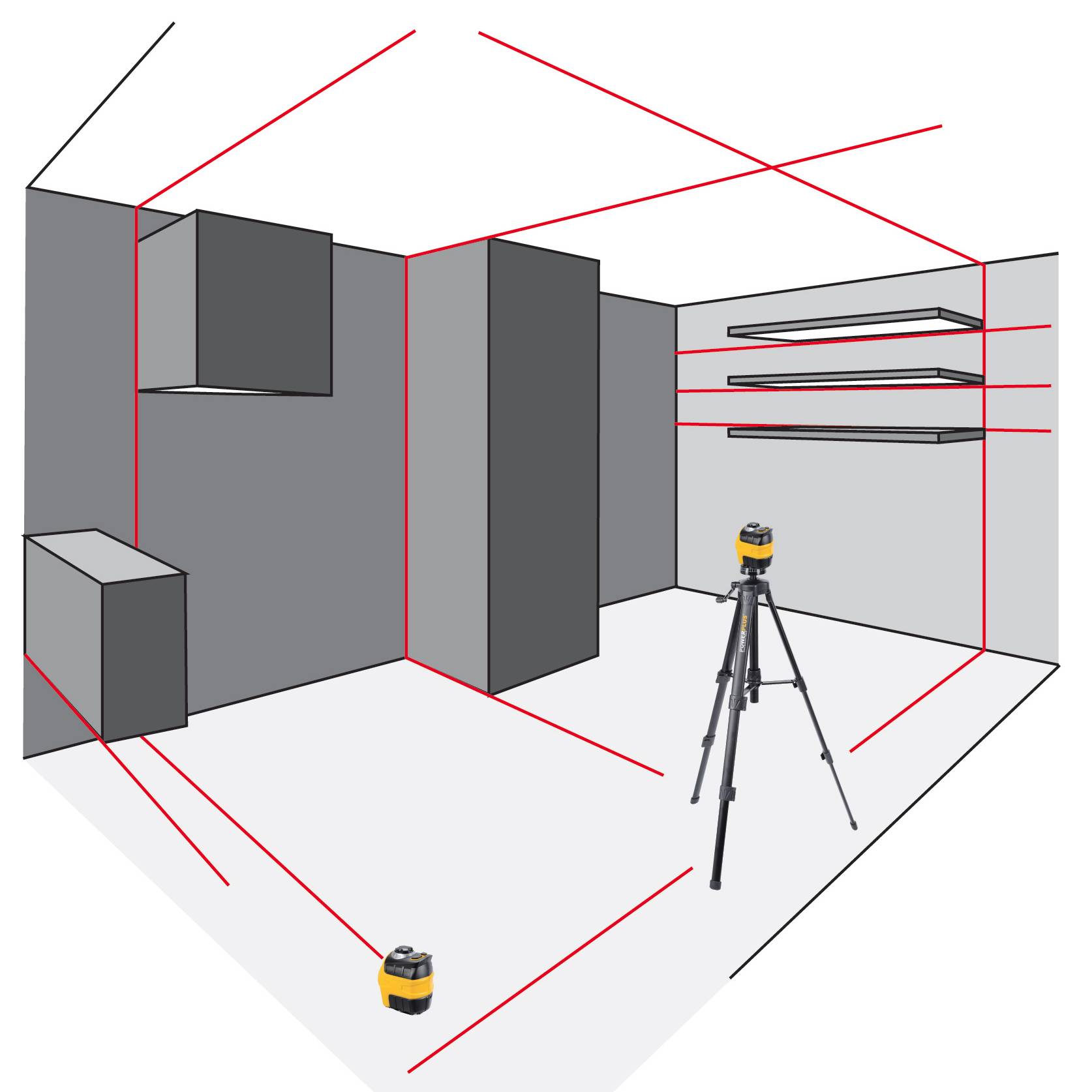 Niveau laser mur et plafond Powerplus avec trépied - Image 5