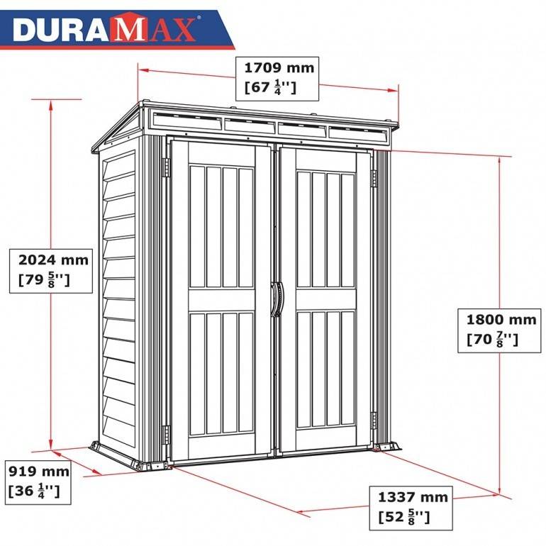 Duramax - YardMate Pent Plus Abri de jardin en PVC 170 x 92 cm, gris clair et foncé - Image 2