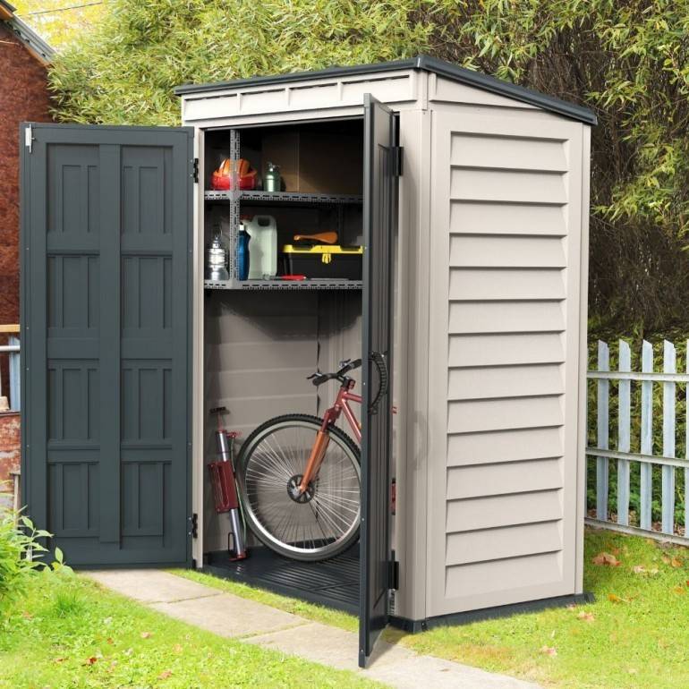 Duramax - YardMate Pent Plus Abri de jardin en PVC 170 x 92 cm, gris clair et foncé - Image 3