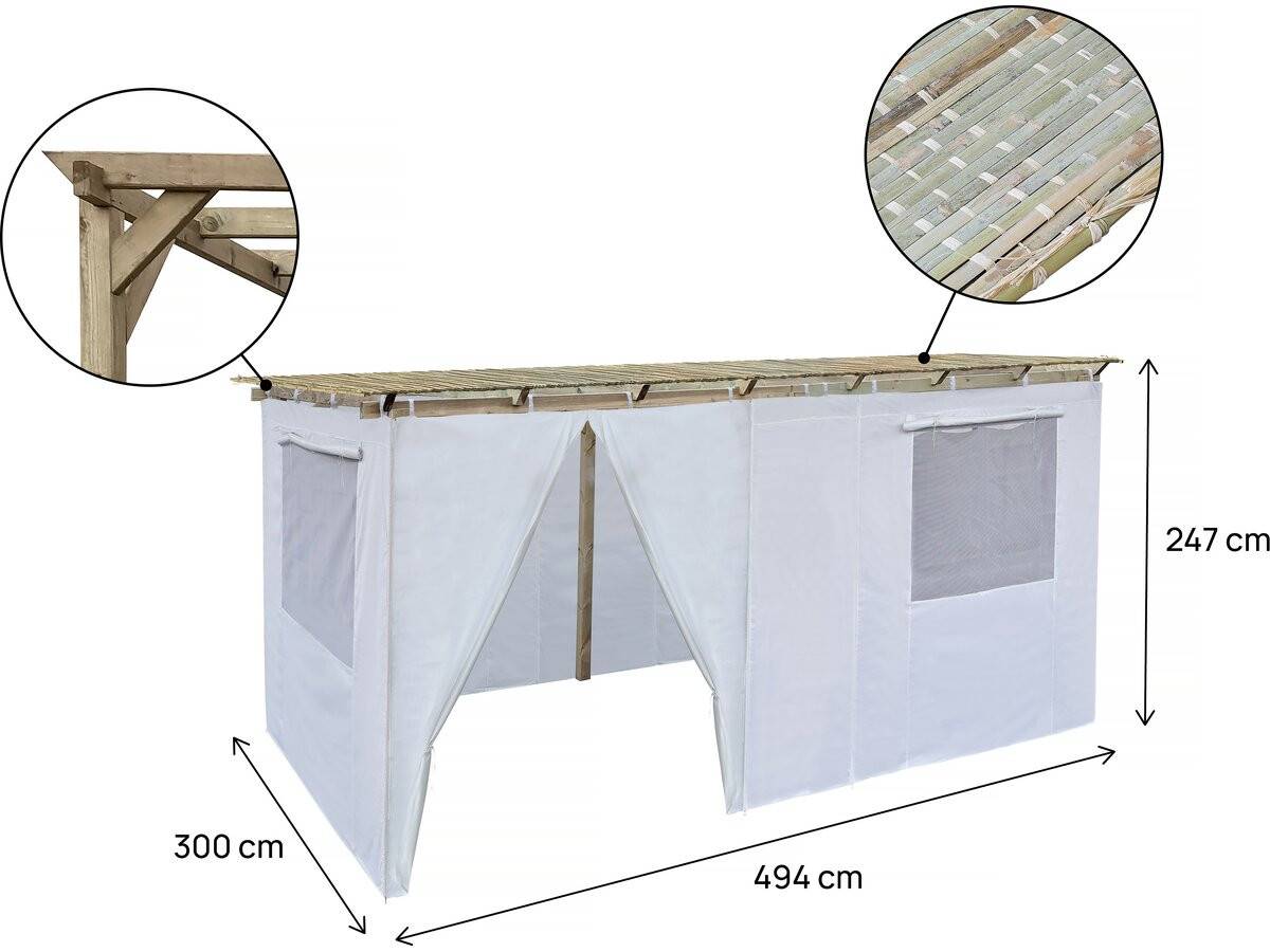 Habitat Et Jardin - Souccah En Bois 3 X 5 M Avec Tissu - Casher Lemaehadrin - Skhah Non Inclus -habitat Et Jardin - Image 3