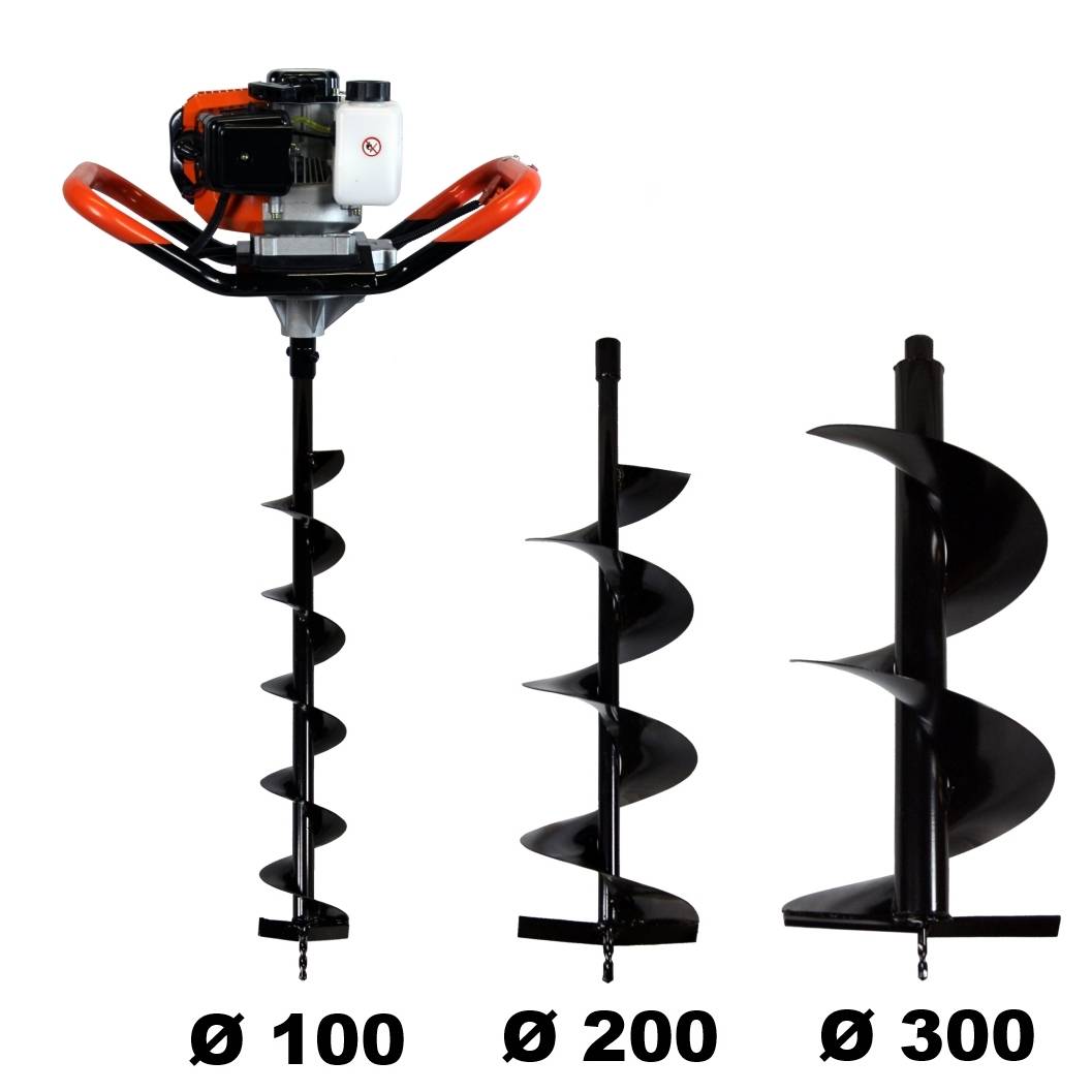 Gt Garden - Tarière thermique 52 cm3, 3 CV + lot de 3 mèches (100, 200 et 300 mm) - GT GARDEN - Image 1