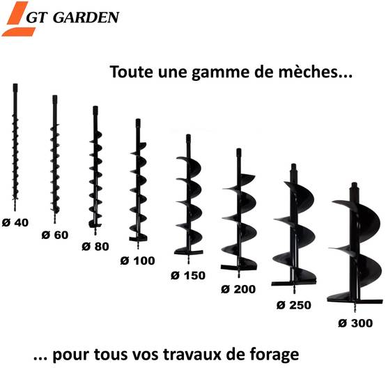 Gt Garden - Tarière thermique 52 cm3, 3 CV + lot de 3 mèches (100, 200 et 300 mm) - GT GARDEN - Image 6