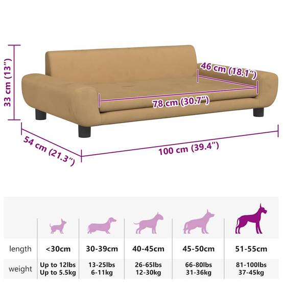 Vidaxl - Lit pour chien marron 100x54x33 cm velours vidaXL 171986 - Image 3