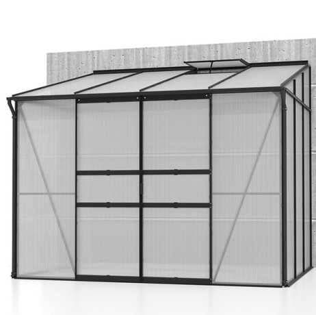 Vitavia - Serre adossée IDA 5200 - 5,20 m² polycarbonate avec porte coulissante et lucarne, Couleur Vert, Polycarbonate 4 mm - Image 6