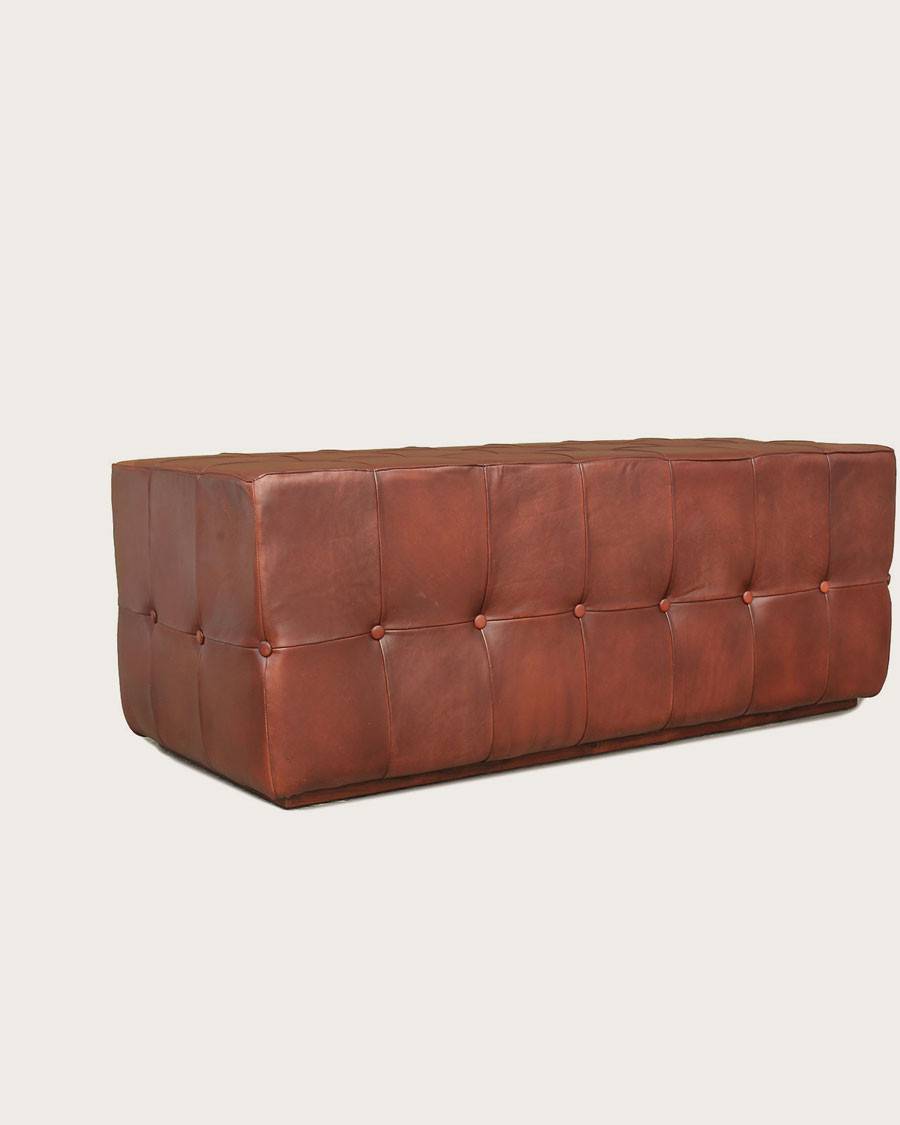Palm - Banc rembourré en cuir marron capitonné - UNIQKA - Image 4