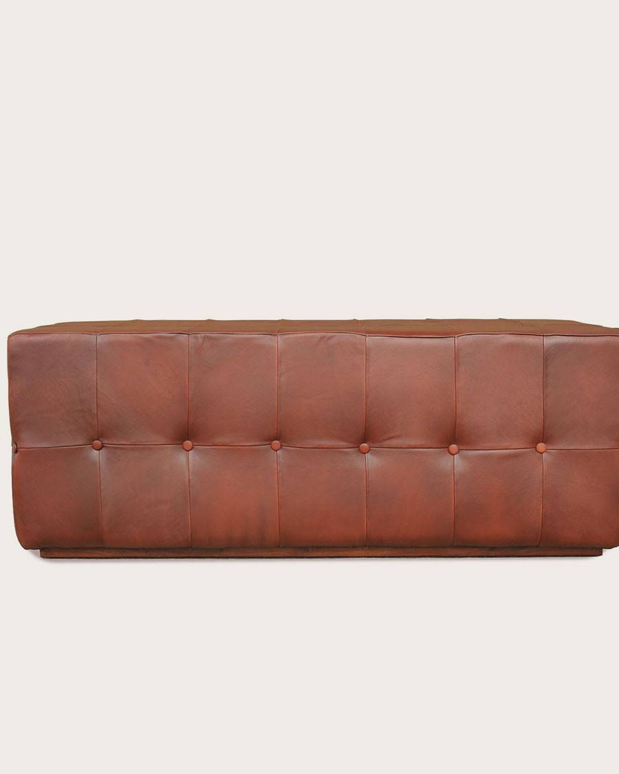 Palm - Banc rembourré en cuir marron capitonné - UNIQKA - Image 8