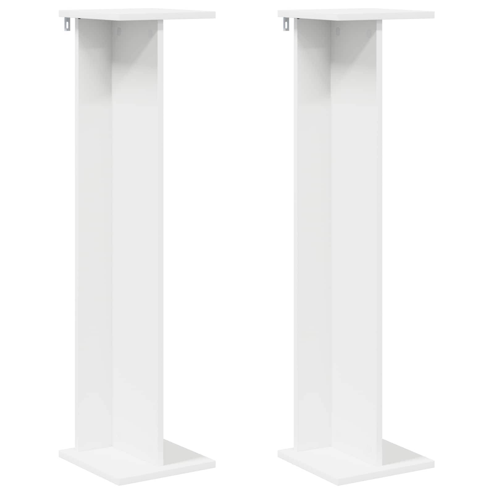 Lot 2 Étagères Porte-Plantes Bois Intérieur Présentoir Multi-Niveaux Blanc 25x100cm - ComfortXL Outdoor Living - Image 2