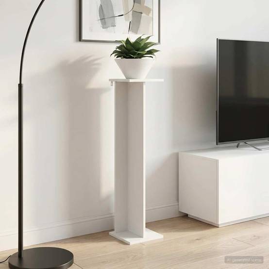 Lot 2 Étagères Porte-Plantes Bois Intérieur Présentoir Multi-Niveaux Blanc 25x100cm - ComfortXL Outdoor Living - Image 1