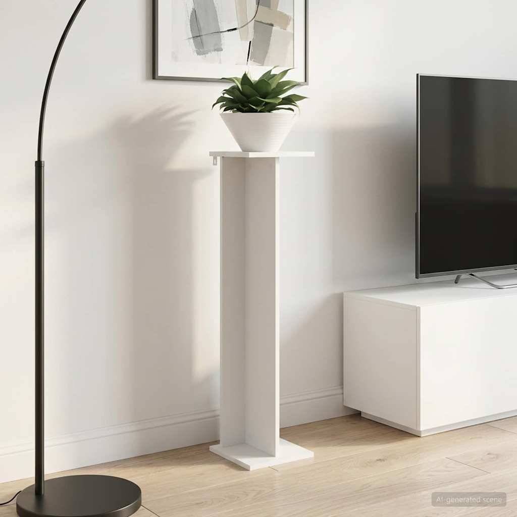 Lot 2 Étagères Porte-Plantes Bois Intérieur Présentoir Multi-Niveaux Blanc 25x100cm - ComfortXL Outdoor Living - Image 1