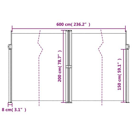 Store Banne - Auvent latéral rétractable noir 200x600 cm - MEUBLE PRO-JU5116 - Image 10