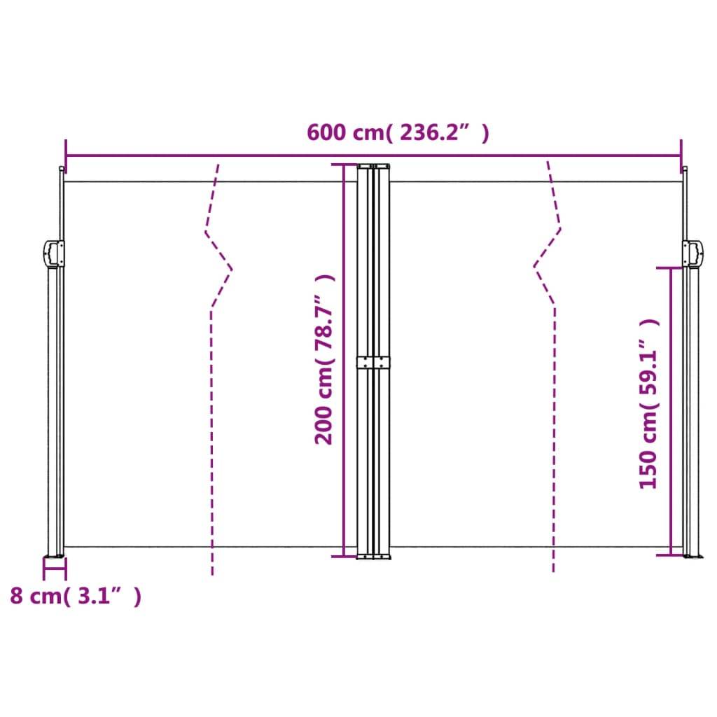 Store Banne - Auvent latéral rétractable noir 200x600 cm - MEUBLE PRO-JU5116 - Image 10