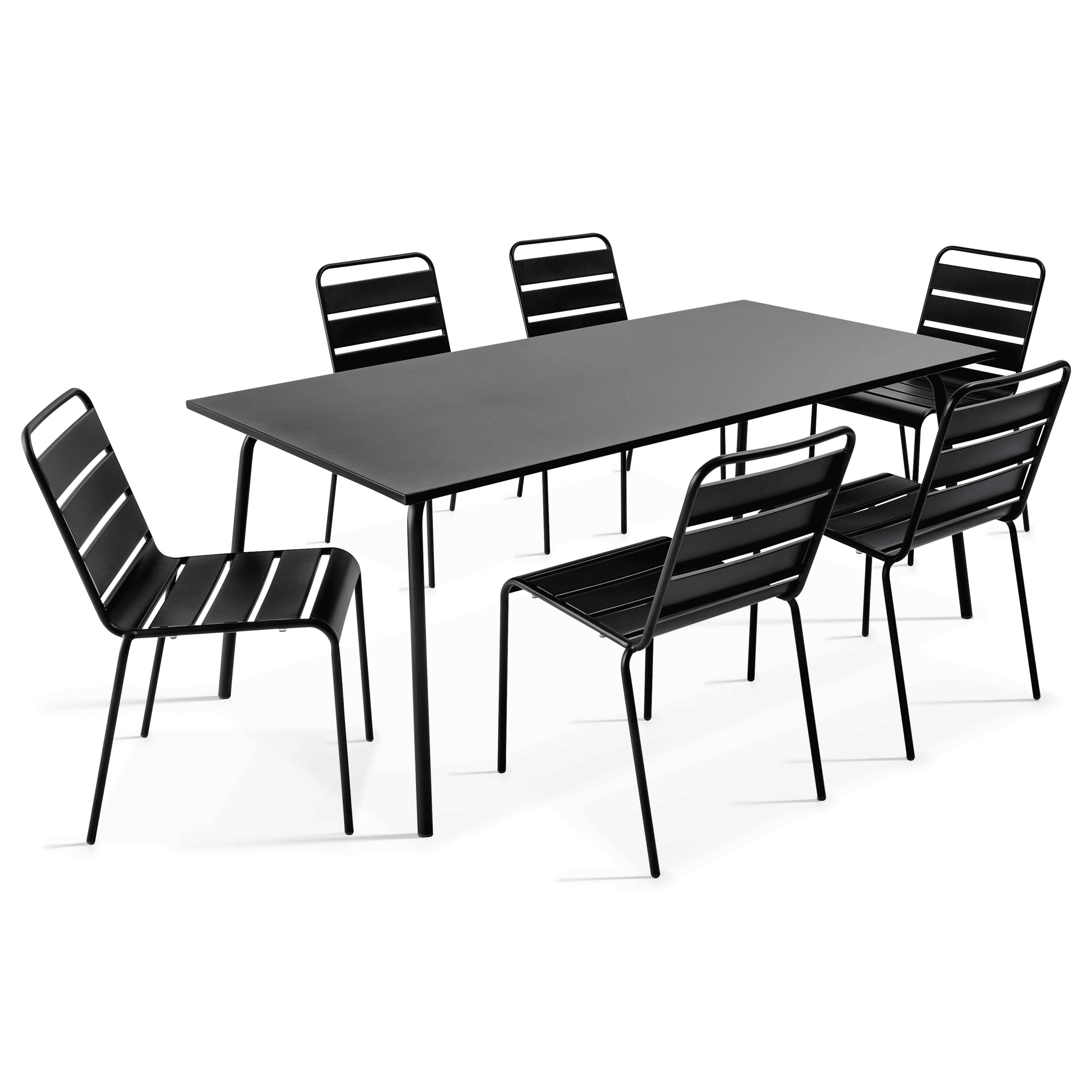 Oviala - Ensemble table de jardin et 6 chaises en métal noir Palavas - Oviala - Image 1