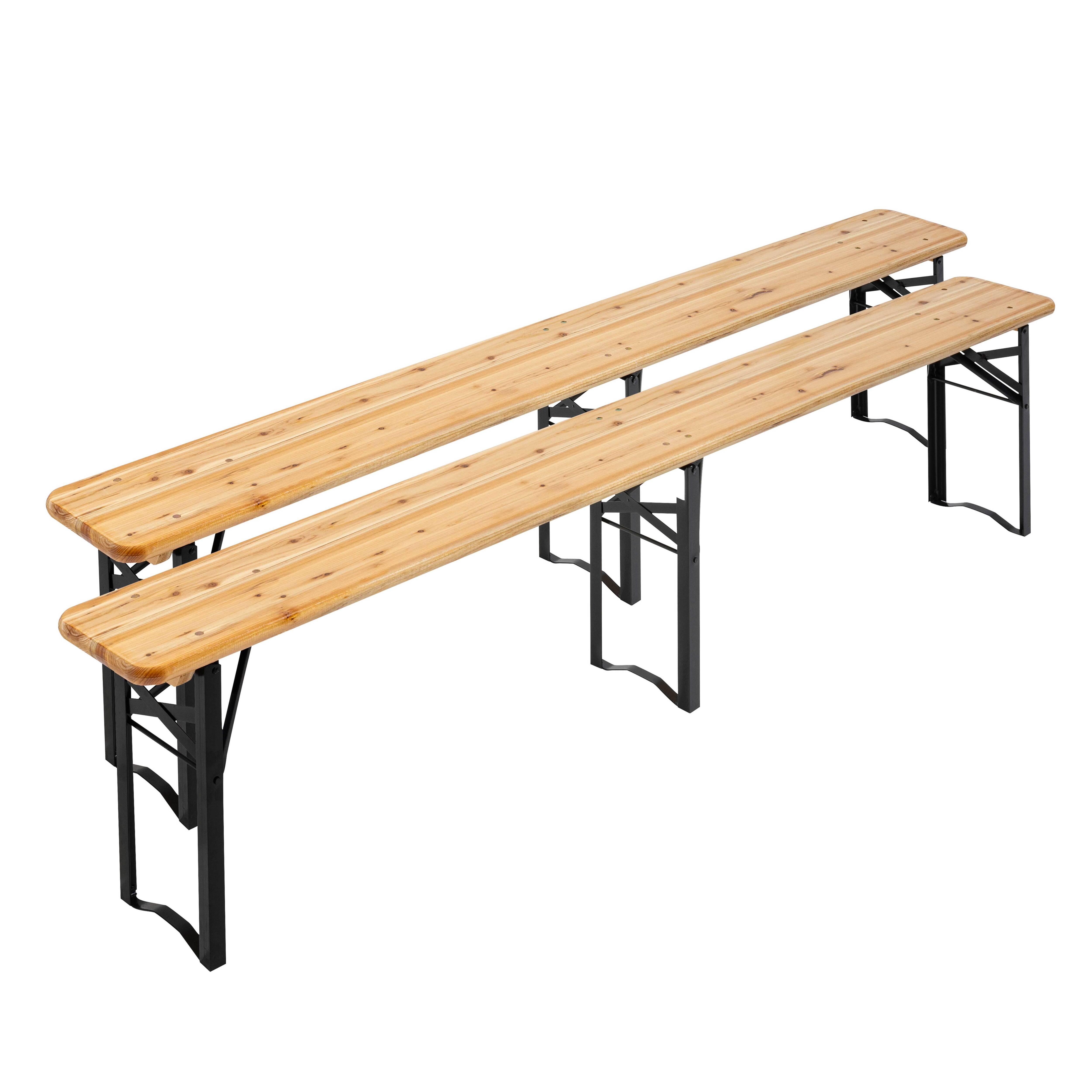Oviala - Lot de 2 bancs pliants brasserie en bois 180 cm Munich - Oviala - Image 1