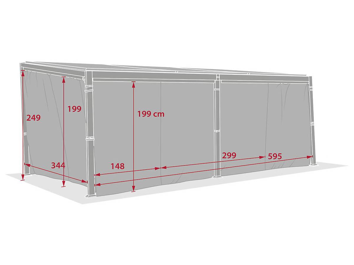Hesperide - Rideaux pour pergola biocliamtique "Avila" Ardoise 6 x 3,5m en polyester - Hespéride - Image 3