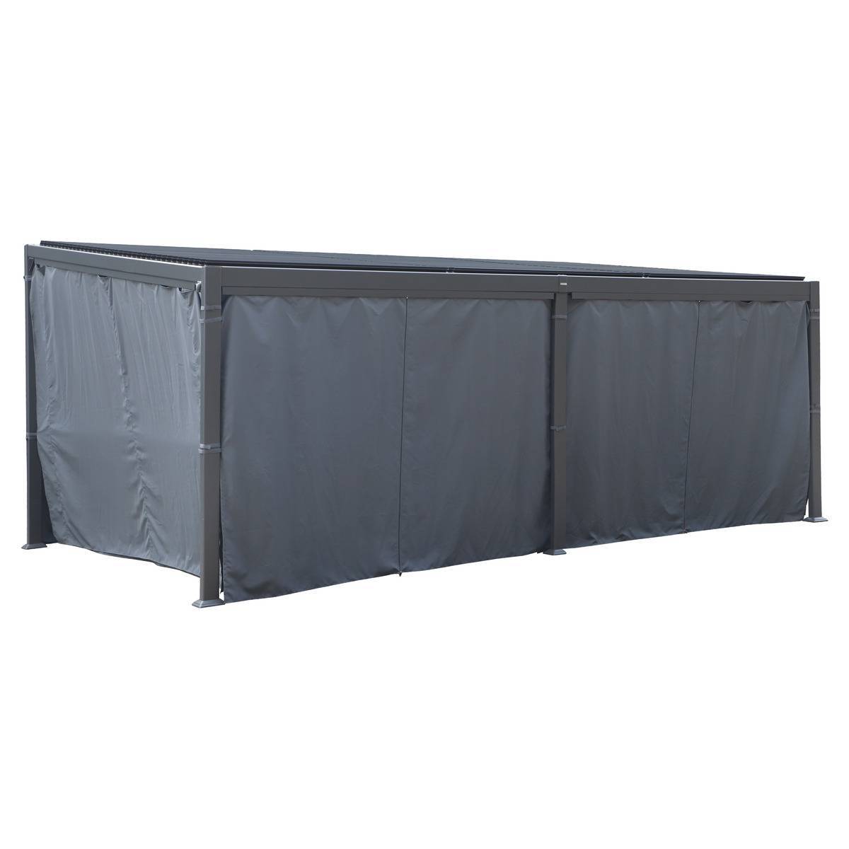 Hesperide - Rideaux pour pergola biocliamtique "Avila" Ardoise 6 x 3,5m en polyester - Hespéride - Image 1