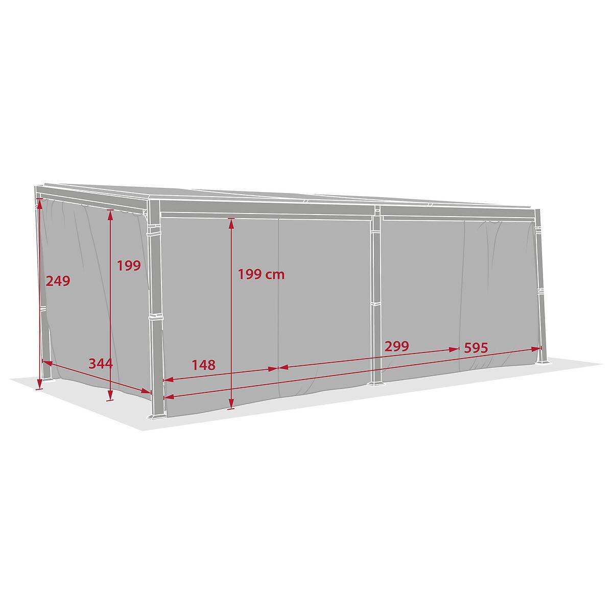 Hesperide - Rideaux pour pergola biocliamtique "Avila" Ardoise 6 x 3,5m en polyester - Hespéride - Image 4