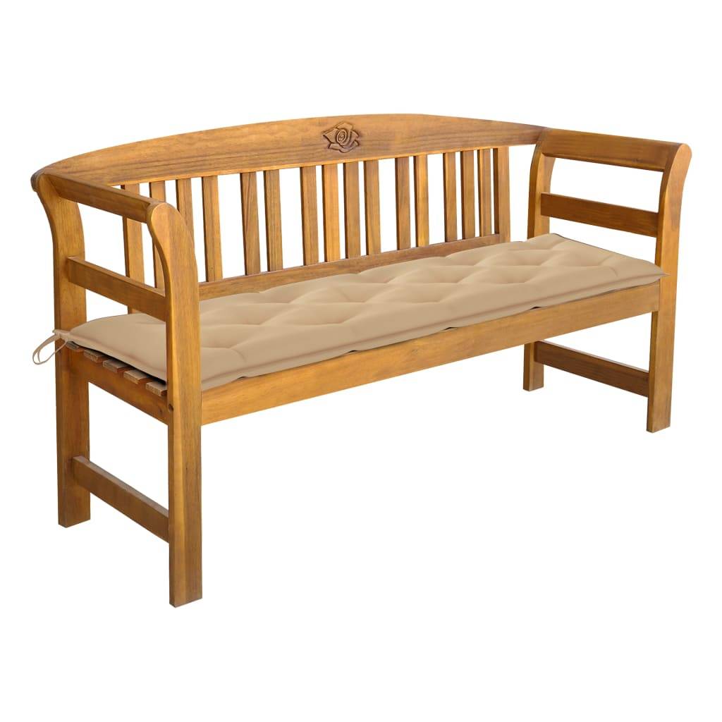 Helloshop26 - Banc de jardin meuble de patio d'extérieur terrasse avec coussin 157 cm bois d'acacia massif - Image 1