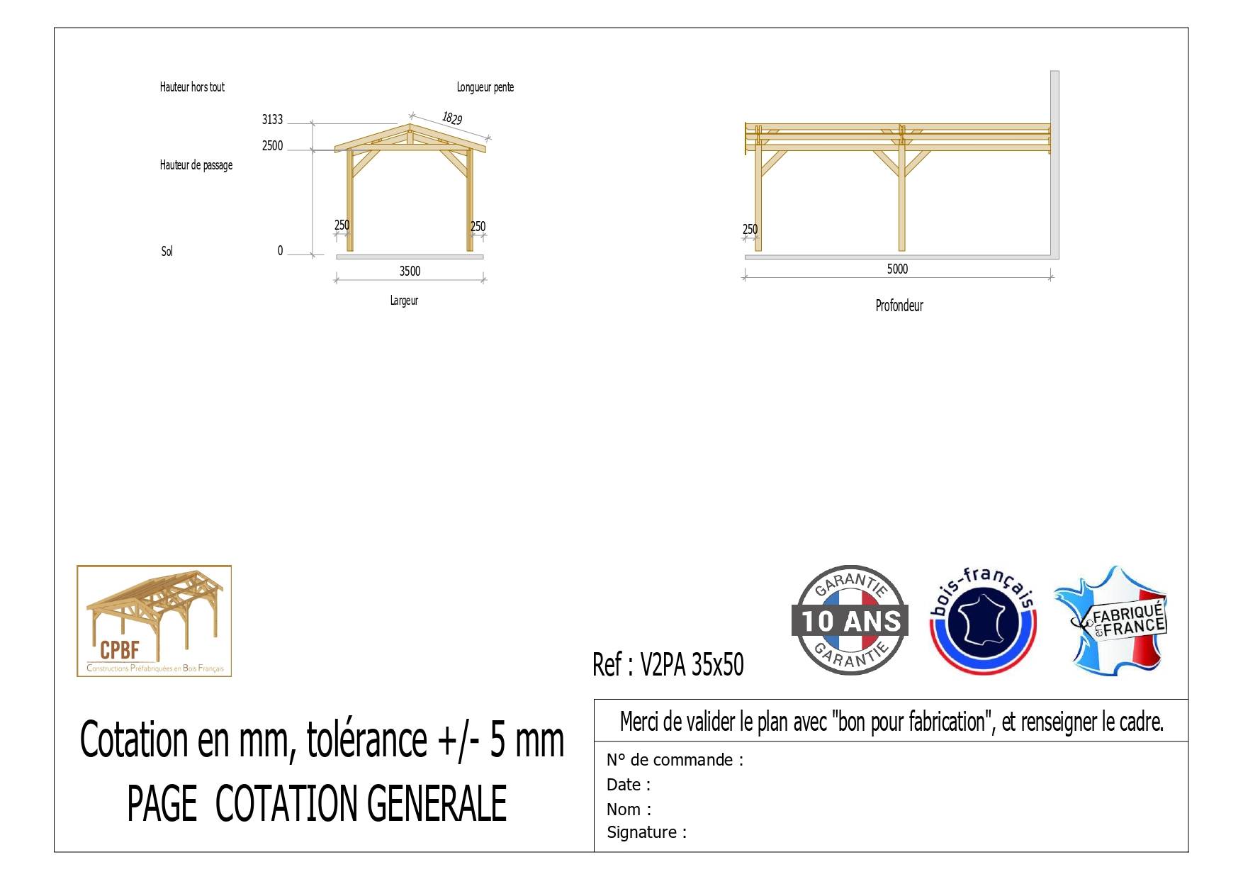 Carport Bois Douglas Français 17 m² – 2 pentes adossé – 4 poteaux – Abri voiture extérieur – Garantie 10 ans - Image 3