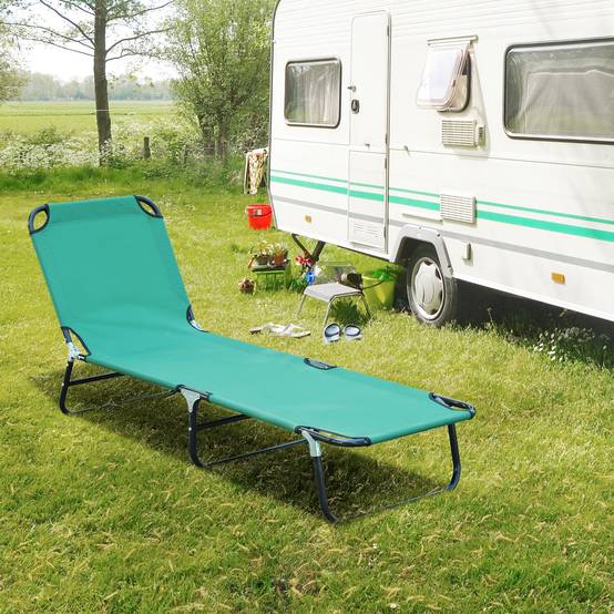 Chaise longue de jardin pliante avec dossier inclinable 4 positions, 188 x 56 x 28 cm, verte - Image 4