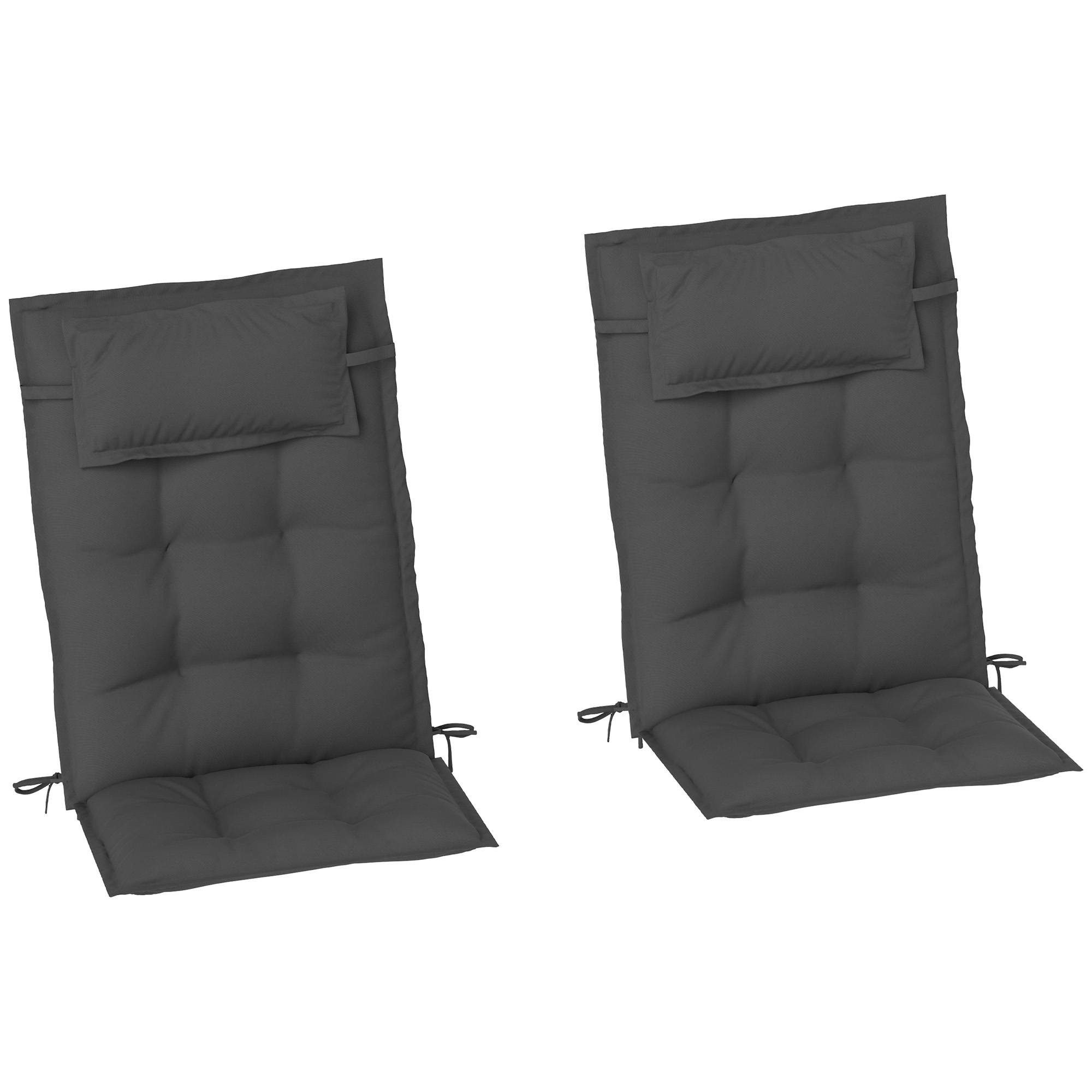 Lot de 2 coussins pour transats, déperlants, pour transats de jardin, 50 x 116 x 5 cm, gris foncé - Image 1