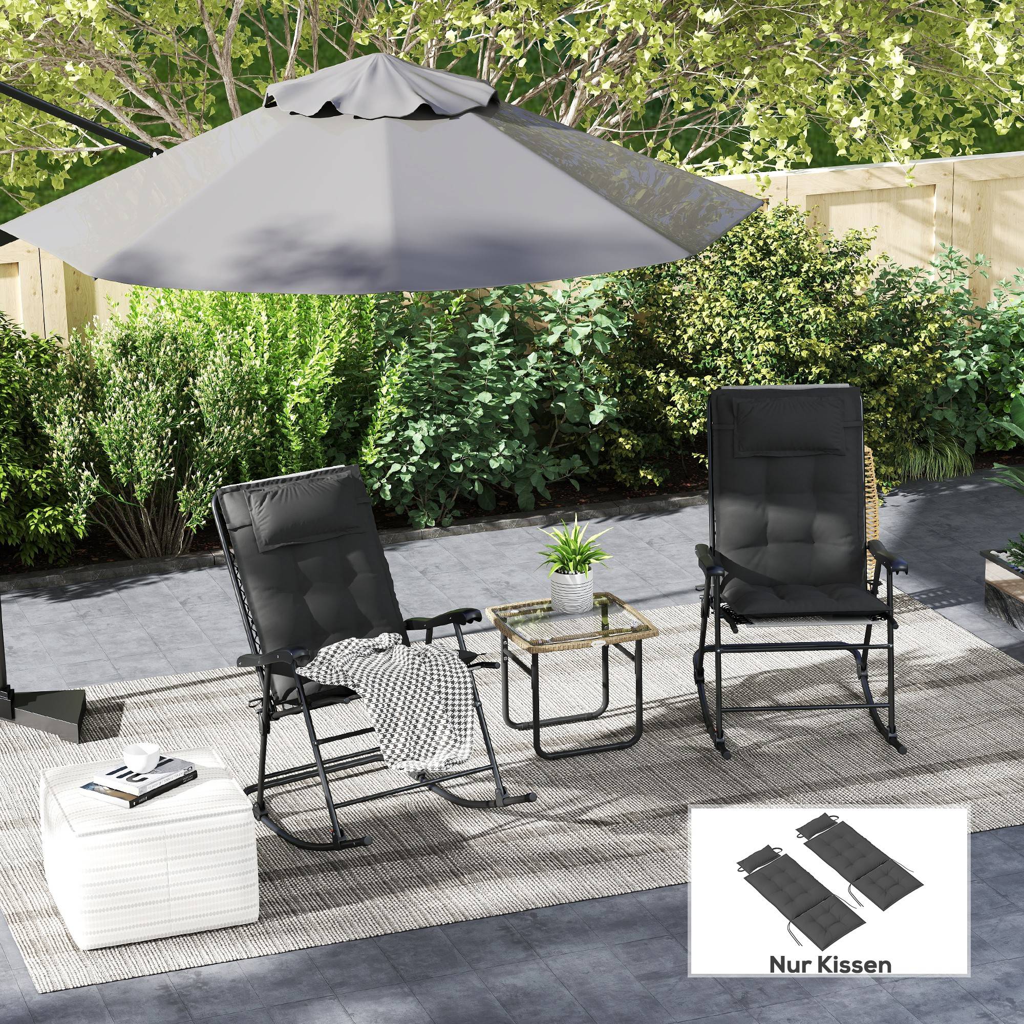 Lot de 2 coussins pour transats, déperlants, pour transats de jardin, 50 x 116 x 5 cm, gris foncé - Image 4