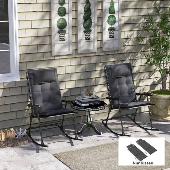 Lot de 2 coussins pour transats, déperlants, pour transats de jardin, 50 x 116 x 5 cm, gris foncé - Image 3