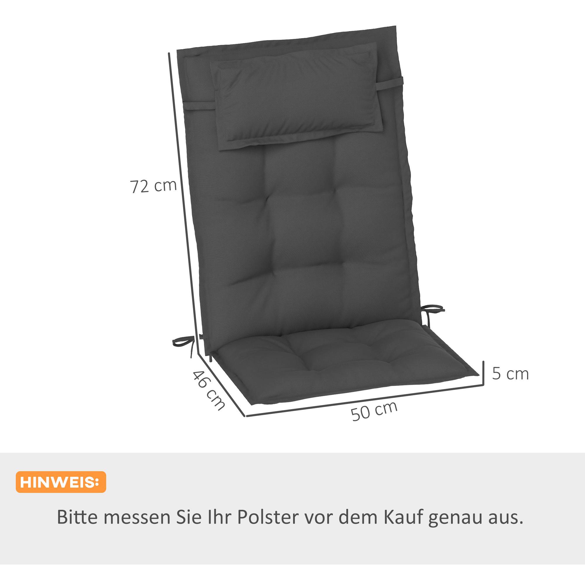 Lot de 2 coussins pour transats, déperlants, pour transats de jardin, 50 x 116 x 5 cm, gris foncé - Image 5