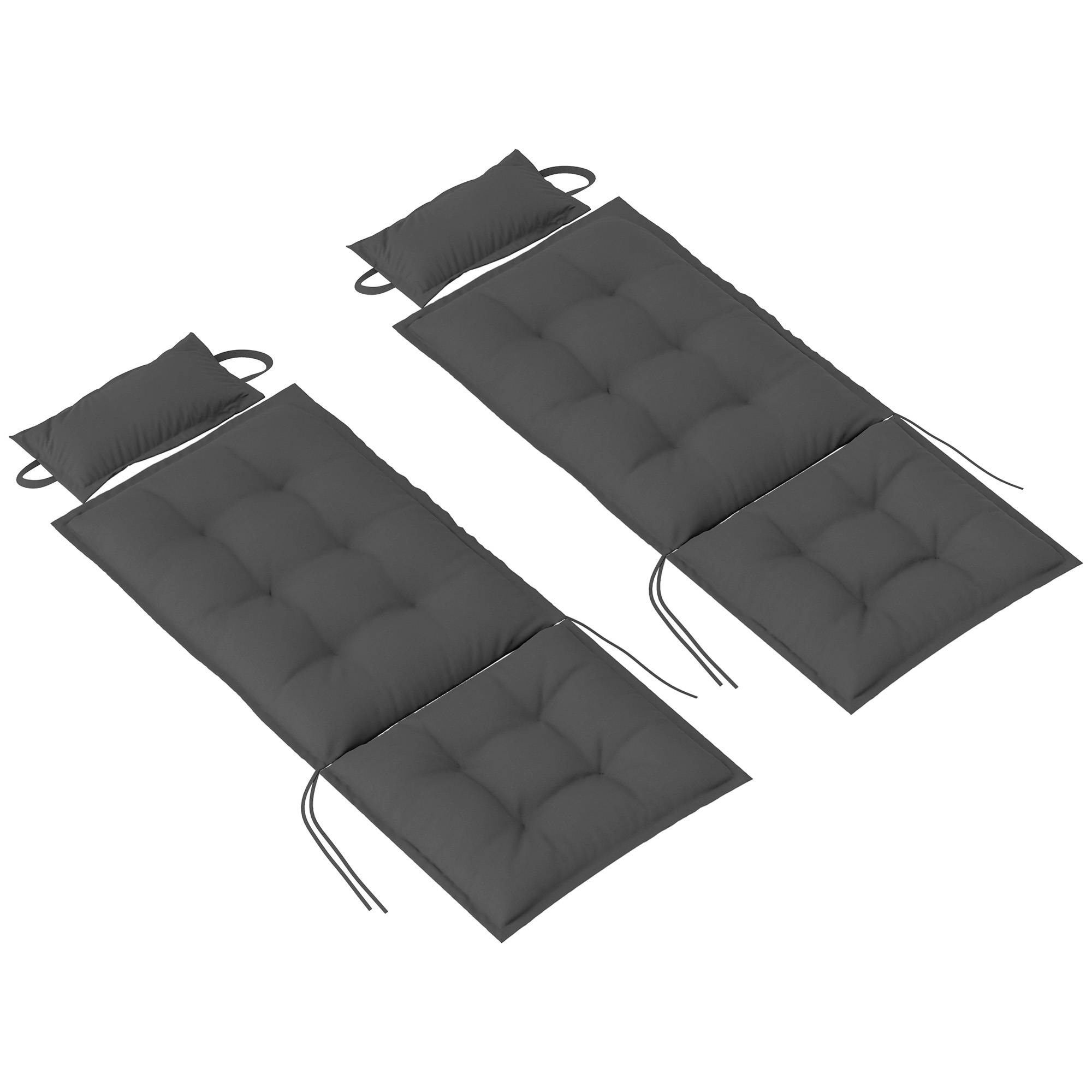 Lot de 2 coussins pour transats, déperlants, pour transats de jardin, 50 x 116 x 5 cm, gris foncé - Image 2