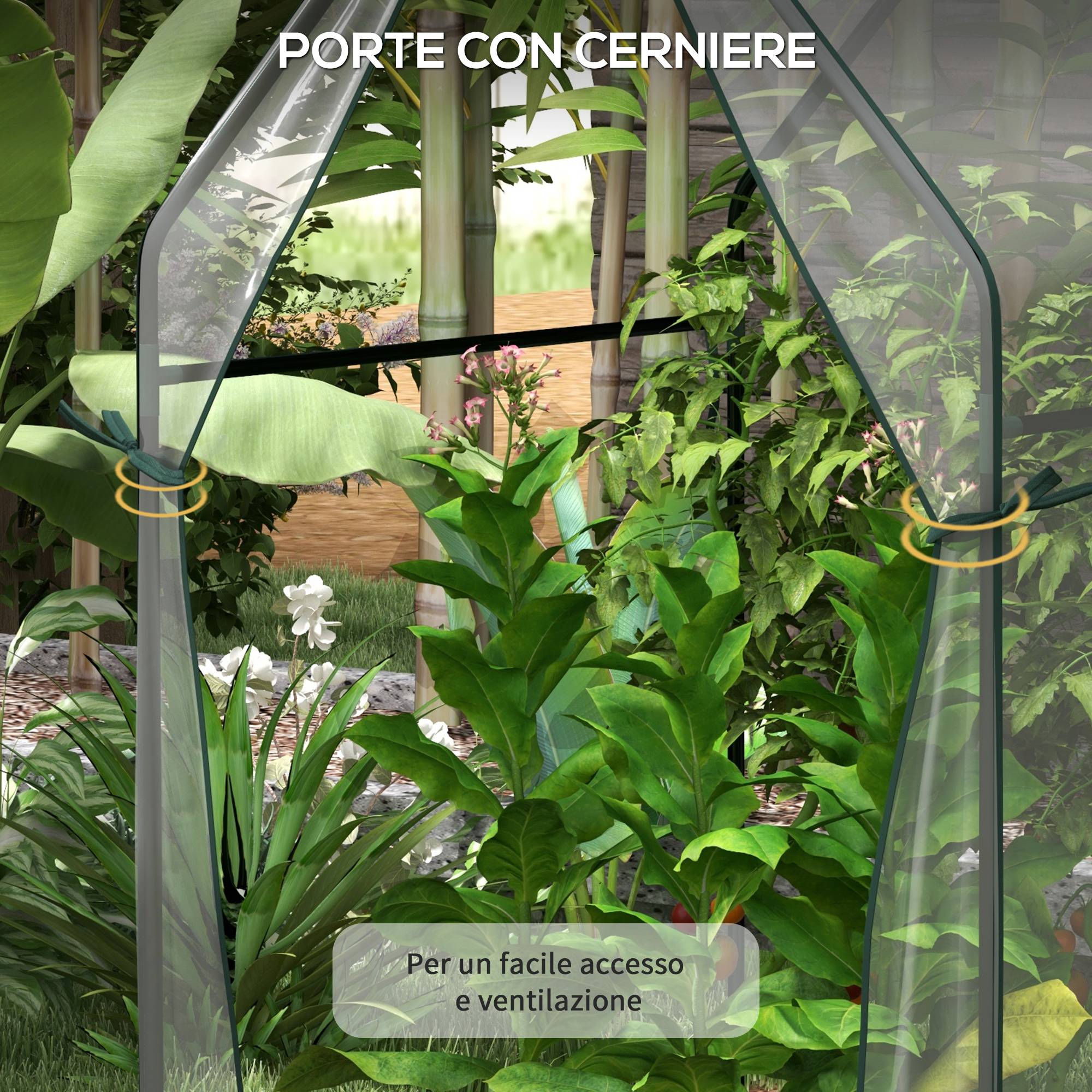 Sans Marque - Mini serre de balcon 90x90x145 cm acier PE 2 portes enroulables serre potager transparente culture plantes - Image 8