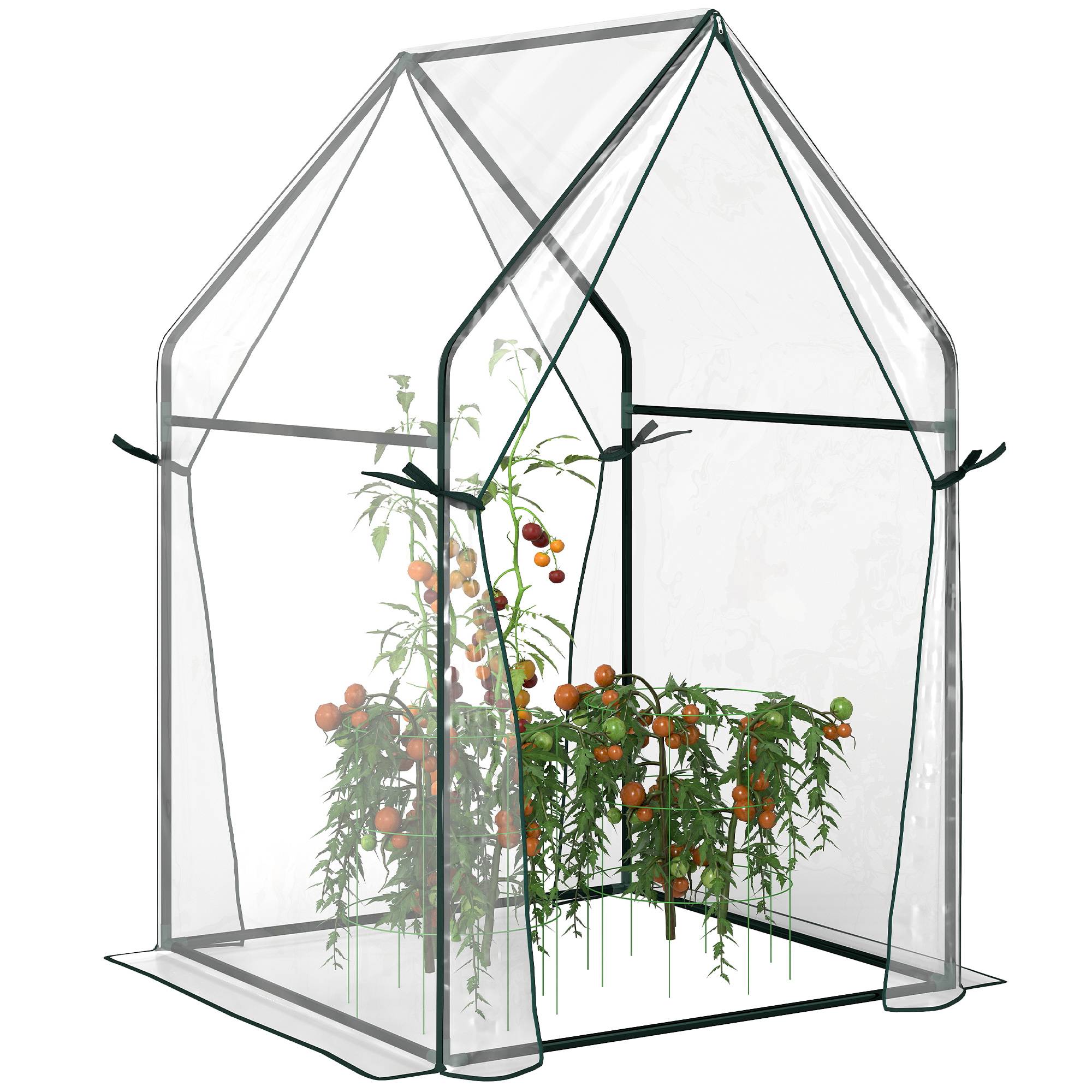 Sans Marque - Mini serre de balcon 90x90x145 cm acier PE 2 portes enroulables serre potager transparente culture plantes - Image 1