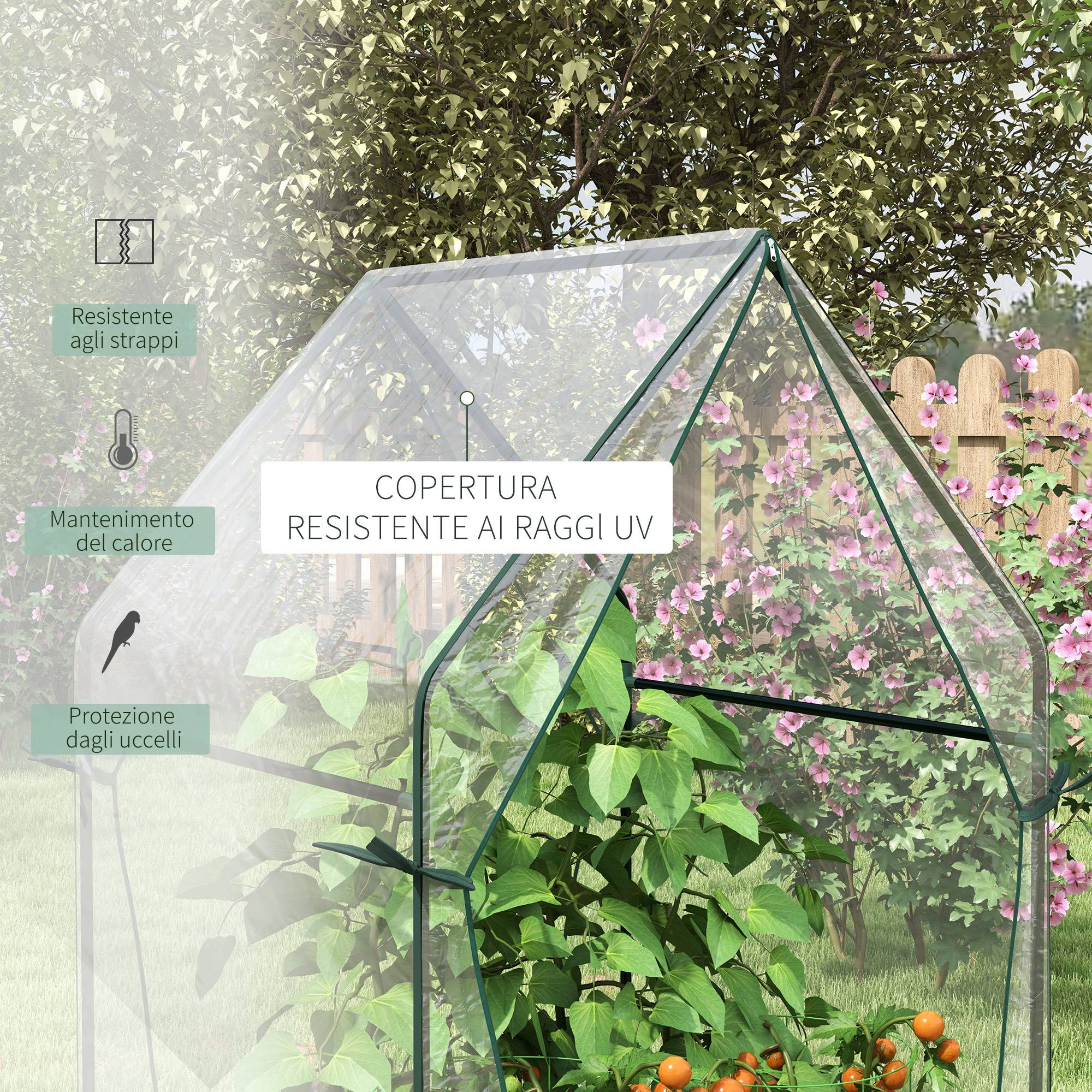 Sans Marque - Mini serre de balcon 90x90x145 cm acier PE 2 portes enroulables serre potager transparente culture plantes - Image 7