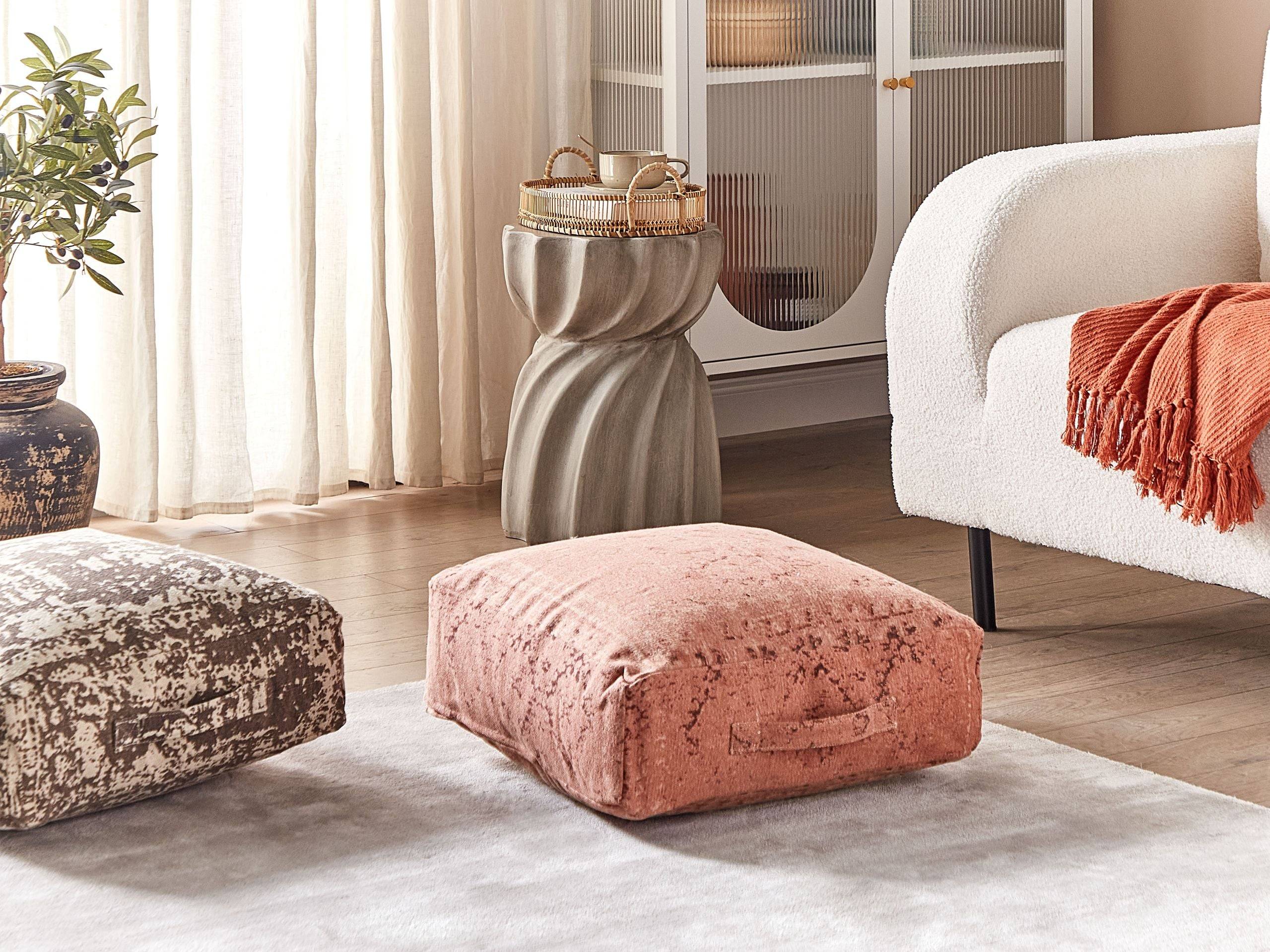 Beliani - Coussin de sol Coton Rouge clair SHASA - 50x50x20- Beliani - Image 1