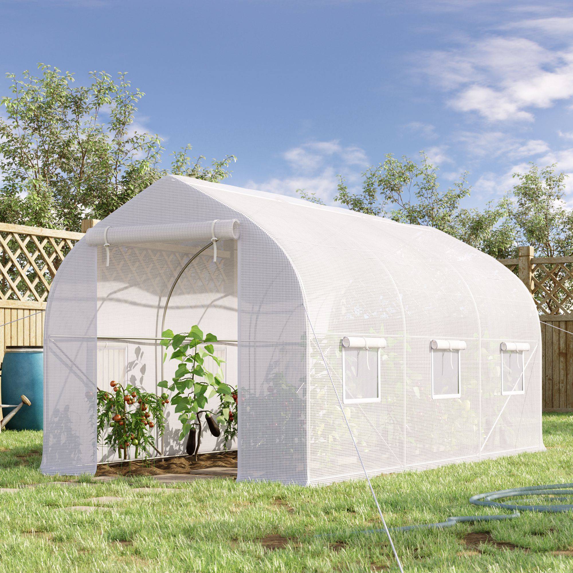 ComfortXL - Serre tunnel de jardin PE 140 g/m² 8 m² 400 x 200 x 200 cm blanc potager ventilé - ComfortXL Outdoor Living - Image 4